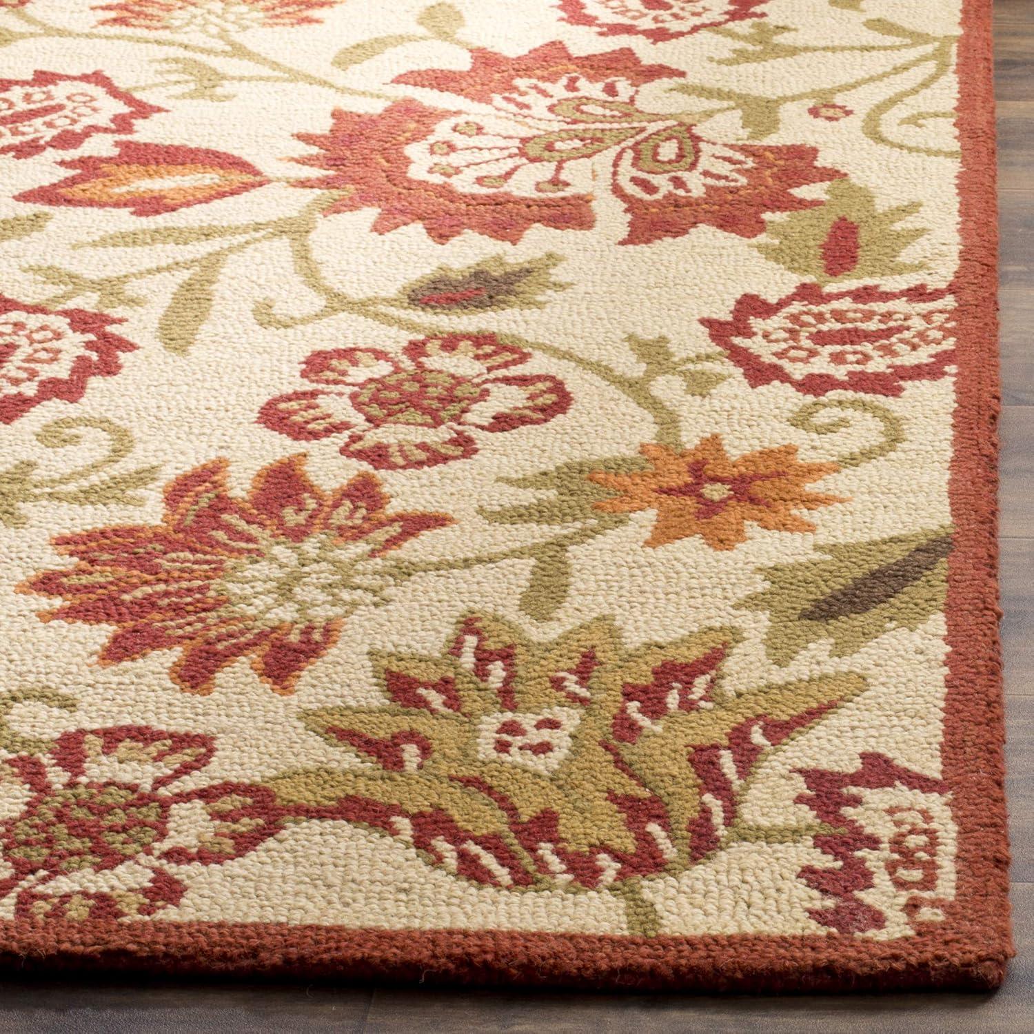 SAFAVIEH Blossom Leah Floral Flowers Wool Area Rug, Beige/Multi, 5' x 8'