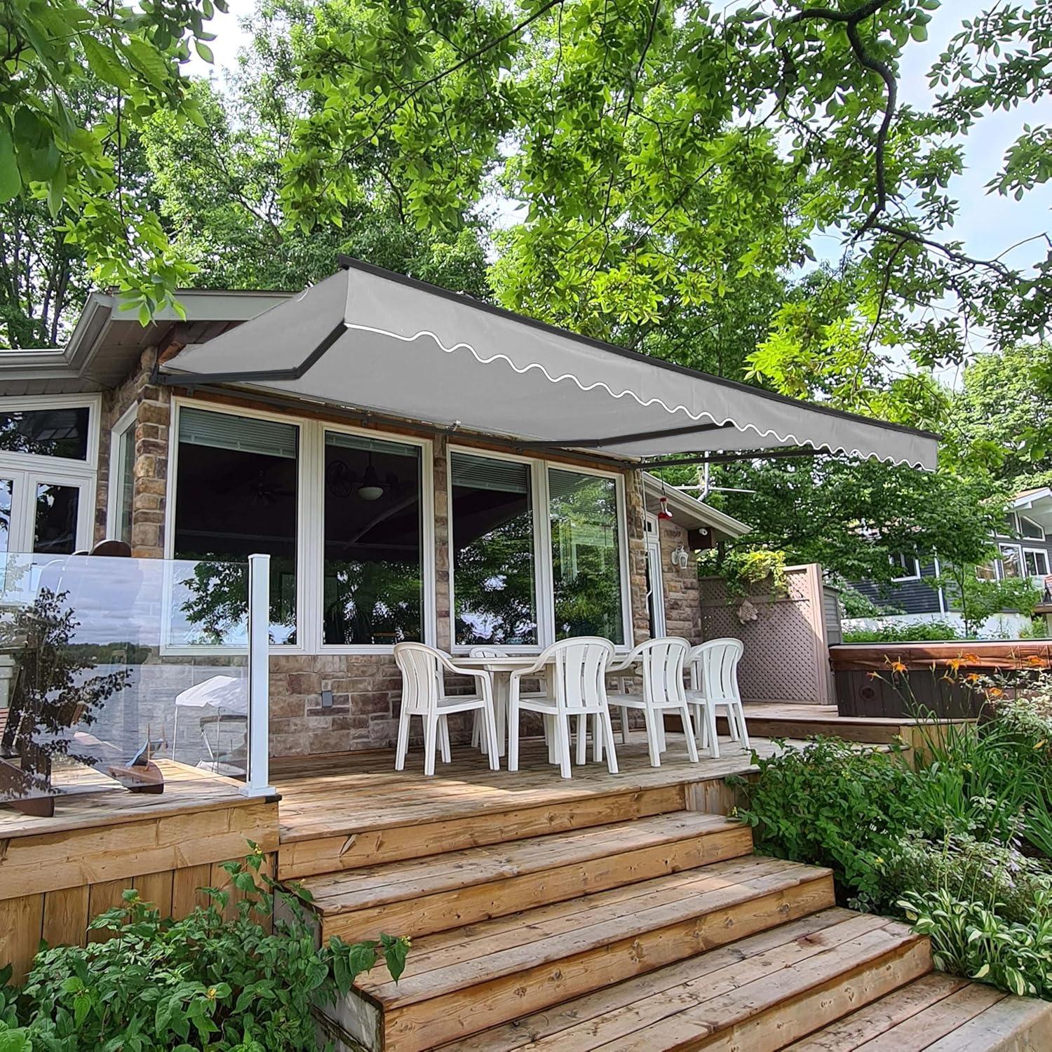 ALEKO Motorized Retractable Patio Awning- Black Frame