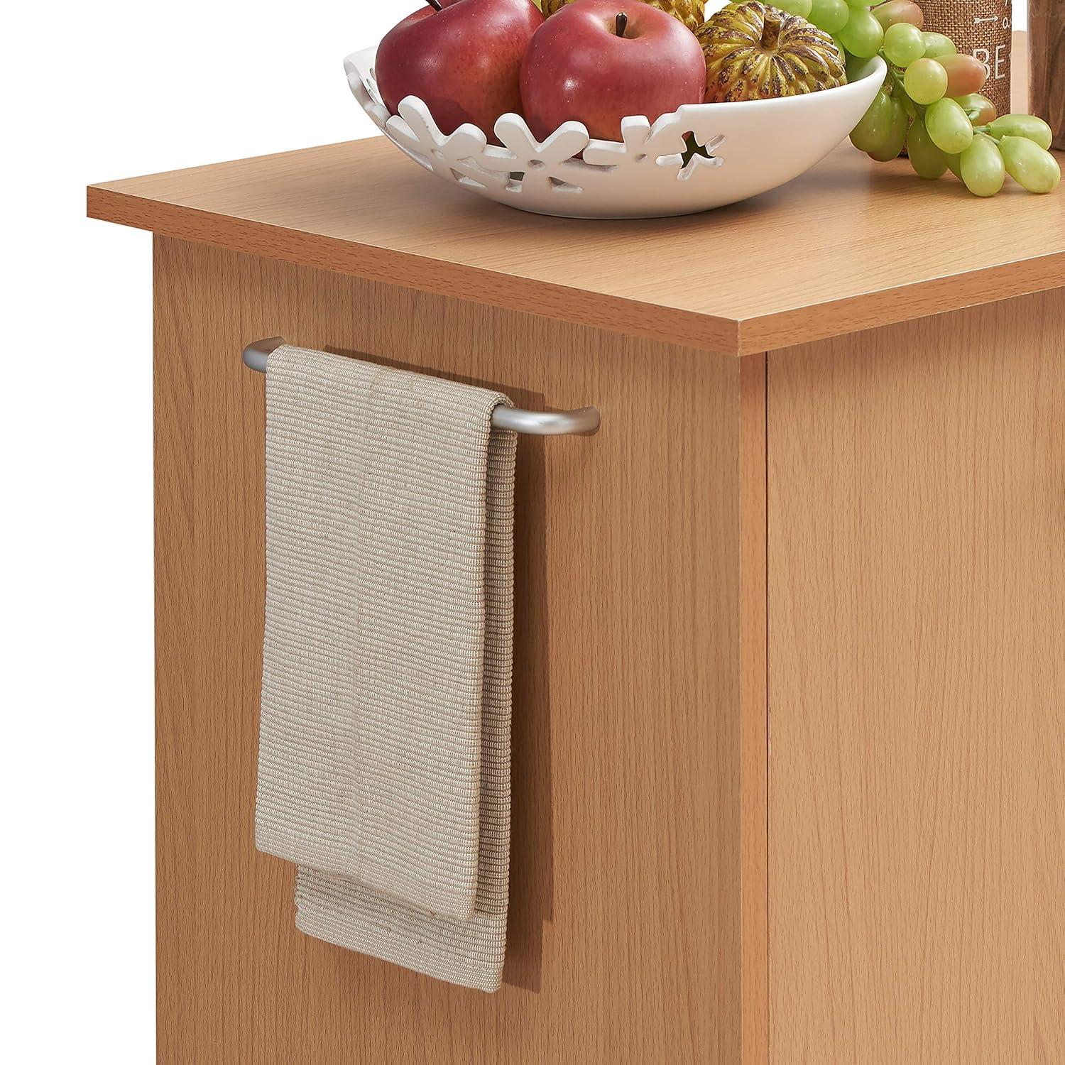 23.6" Wide Open Shelves and Cabinet Space Kitchen Cart