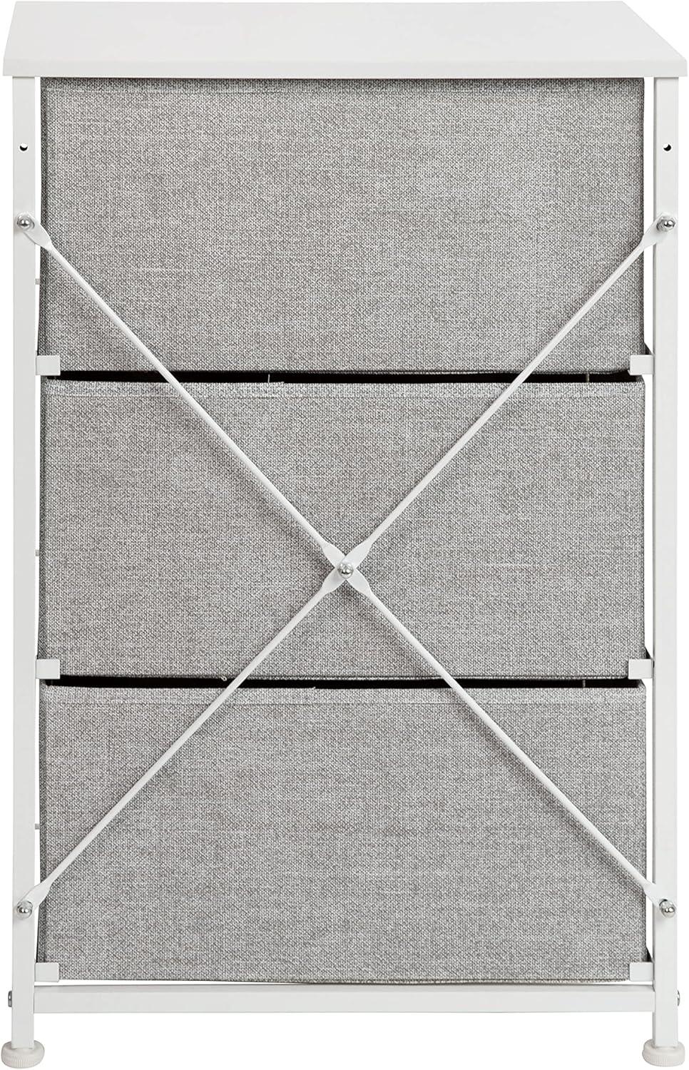Flash Furniture Malone 3 Drawer Vertical Storage Dresser with Wood Top & Fabric Pull Drawers