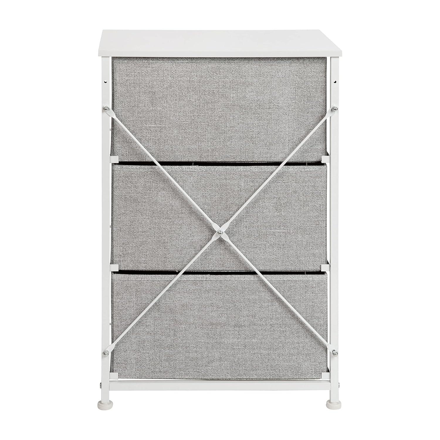 Flash Furniture Malone 3 Drawer Vertical Storage Dresser with Wood Top & Fabric Pull Drawers