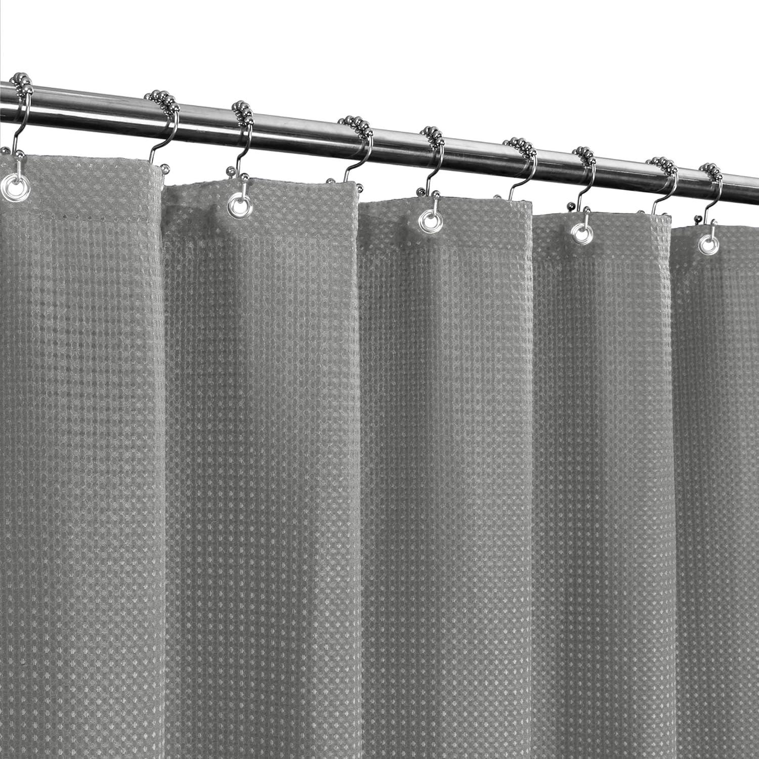 Extra Wide Fabric Shower Curtain 108 X 72 Inch, Waffle Weave, Hotel Luxury Spa, Wat[1151]