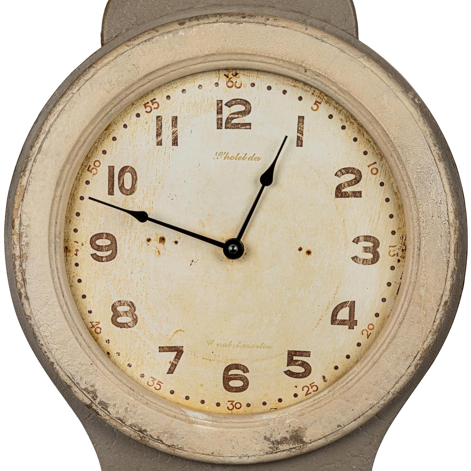 Distressed Gray Wood Grandfather Style Wall Clock