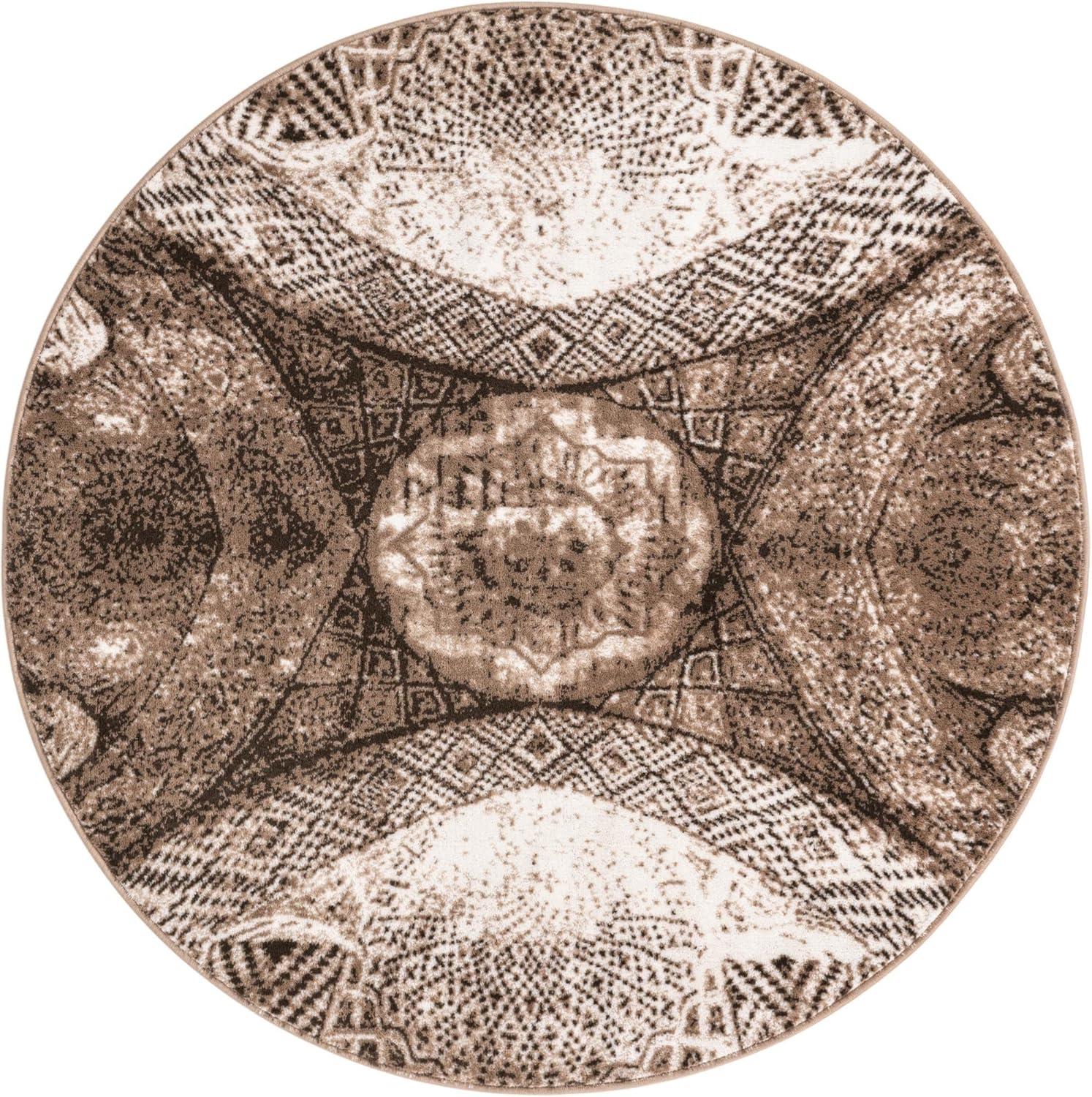 Unique Loom 5' 3 x 5' 3 Sofia  Albert Brown Round Area Rug