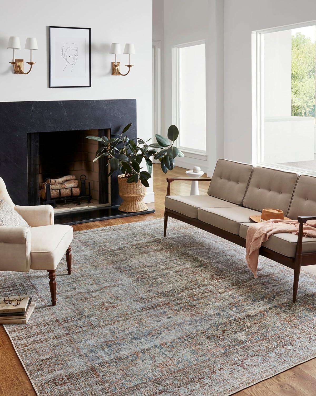 Chris Loves Julia x Loloi Jules Oriental Lagoon/Brick Area Rug