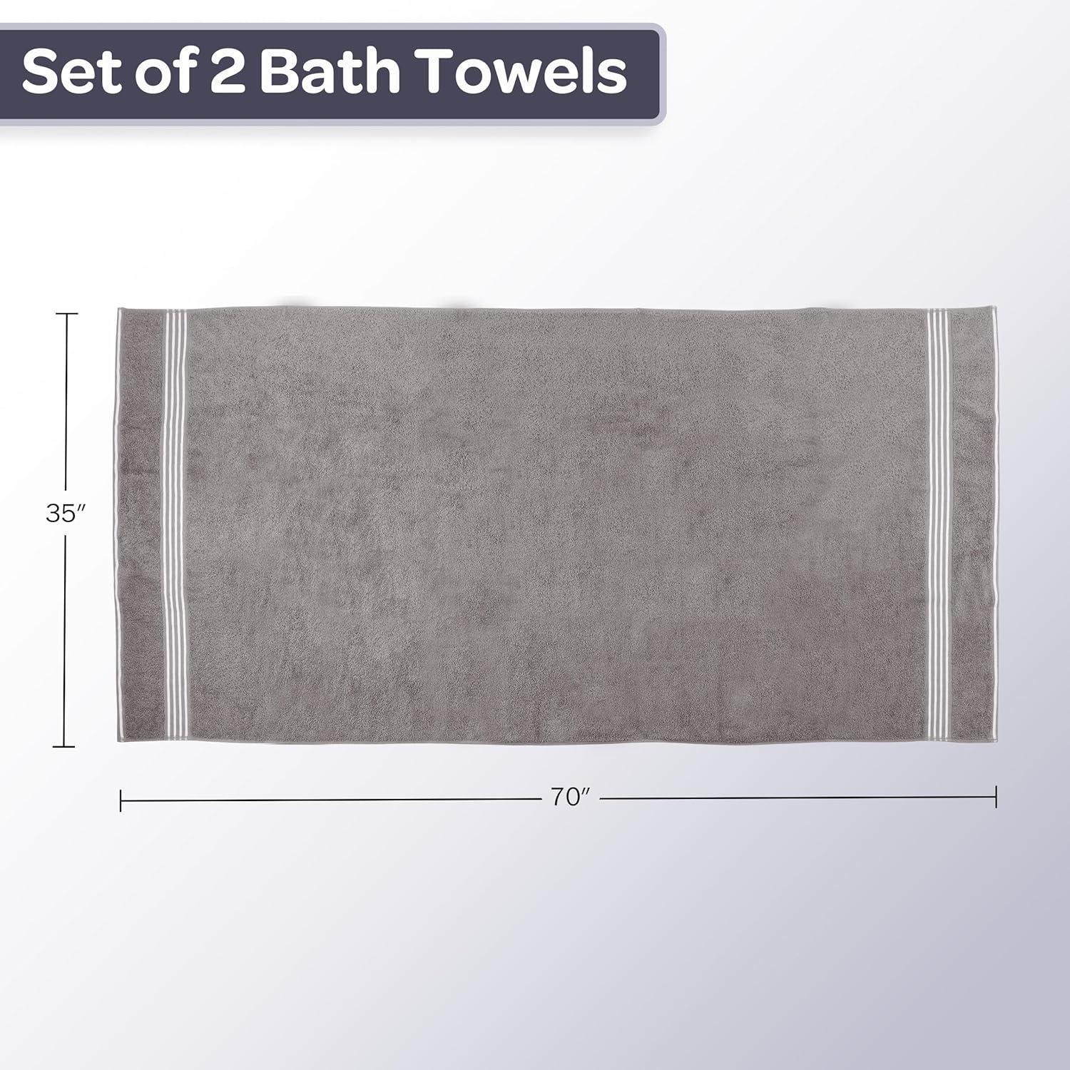 Lavish Home 35x70 Luxury Cotton Bath Towels, Gray
