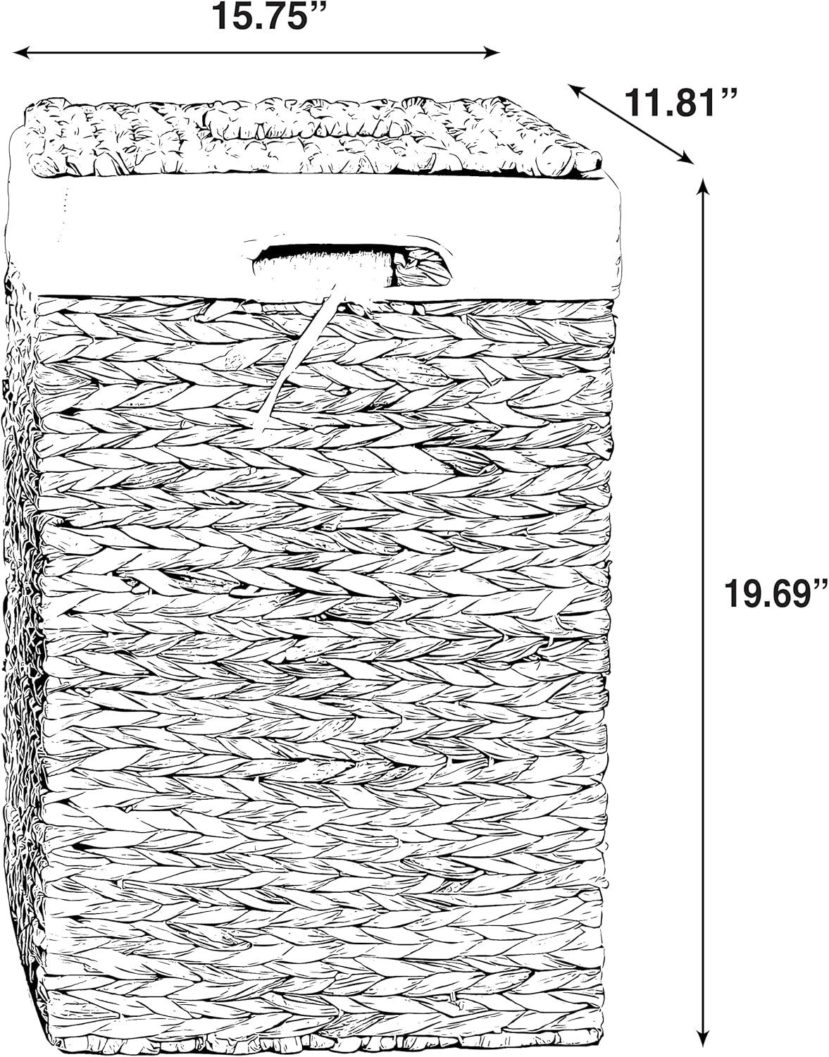 Vintiquewise Handmade Rectangular Water Hyacinth Wicker Laundry Hamper with Lid Natural, Large