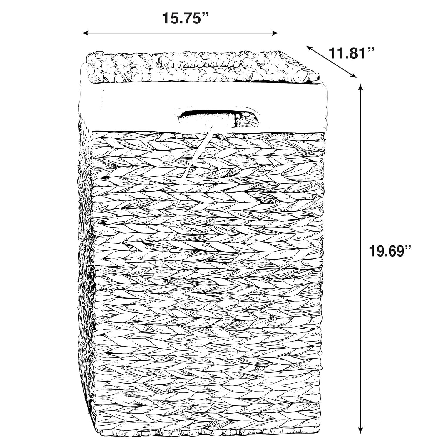 Vintiquewise Handmade Rectangular Water Hyacinth Wicker Laundry Hamper with Lid Natural, Large