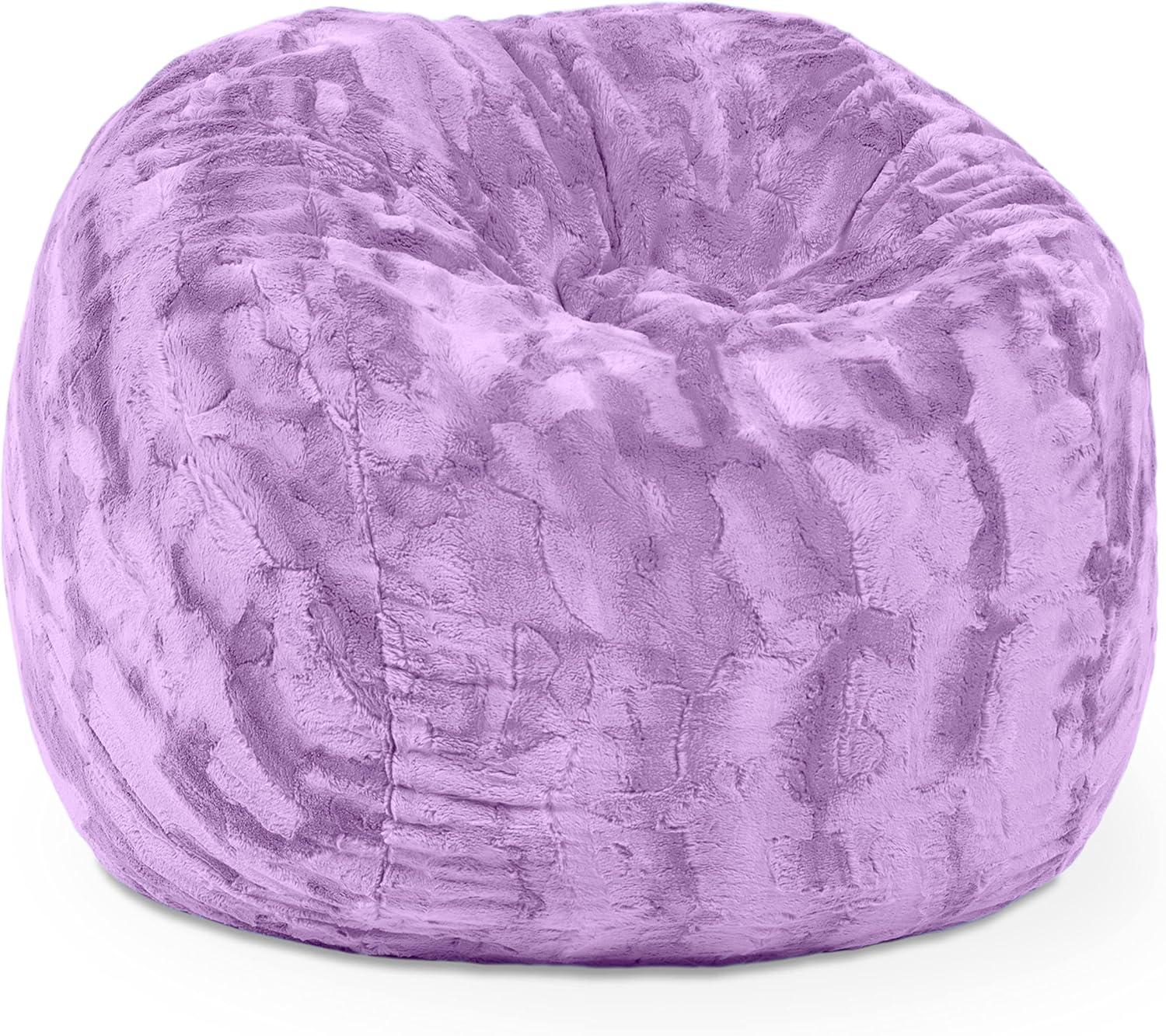 Saxx 3 Foot Kids Bean Bag Chair - Plush Faux Fur - Fun Colors