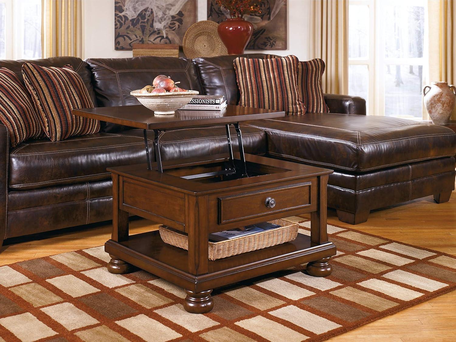 Signature Design by Ashley Casual Porter Coffee Table with Lift Top Rustic Brown