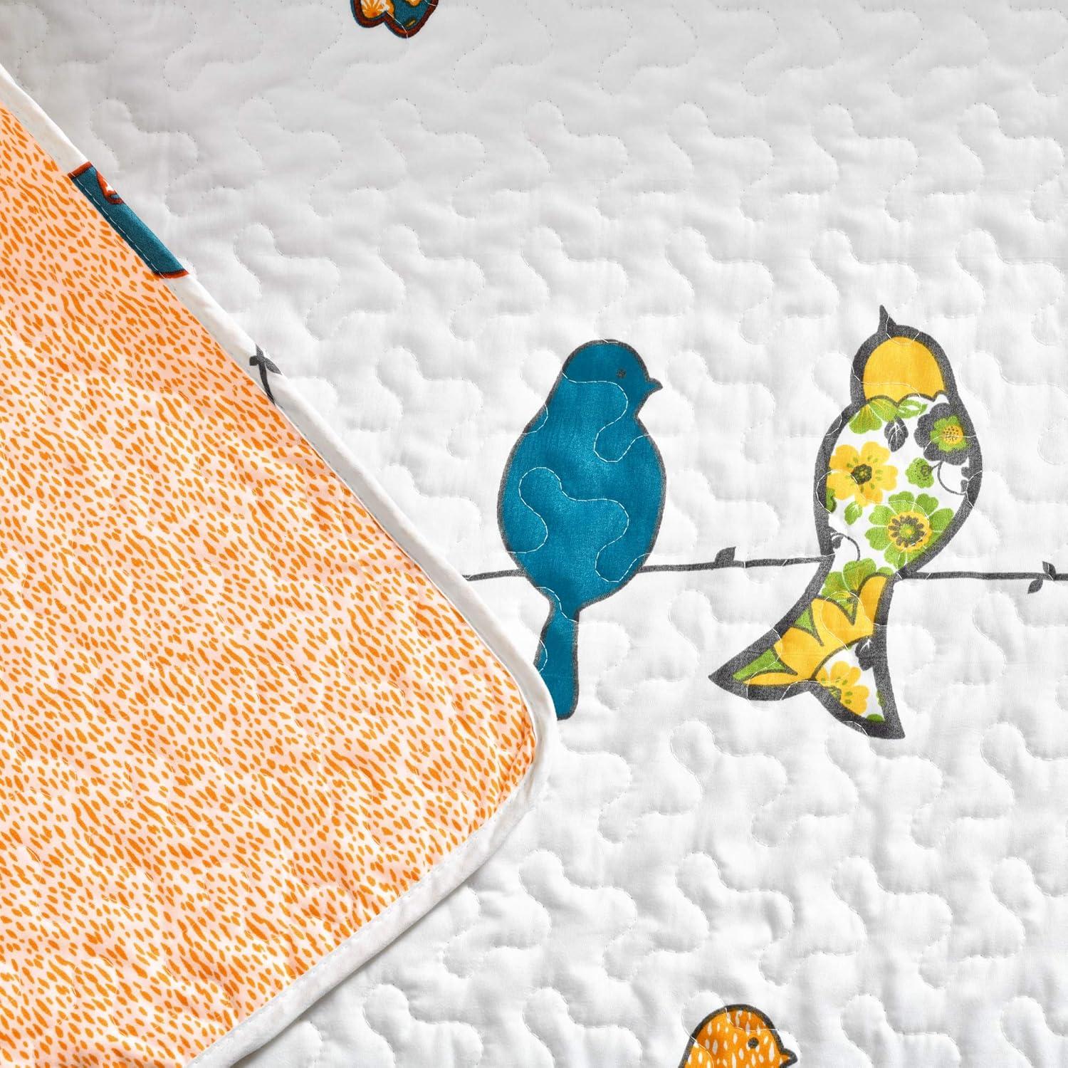 Whimsical Birds Reversible Throw Blanket 60"L x 50"W in Multicolor