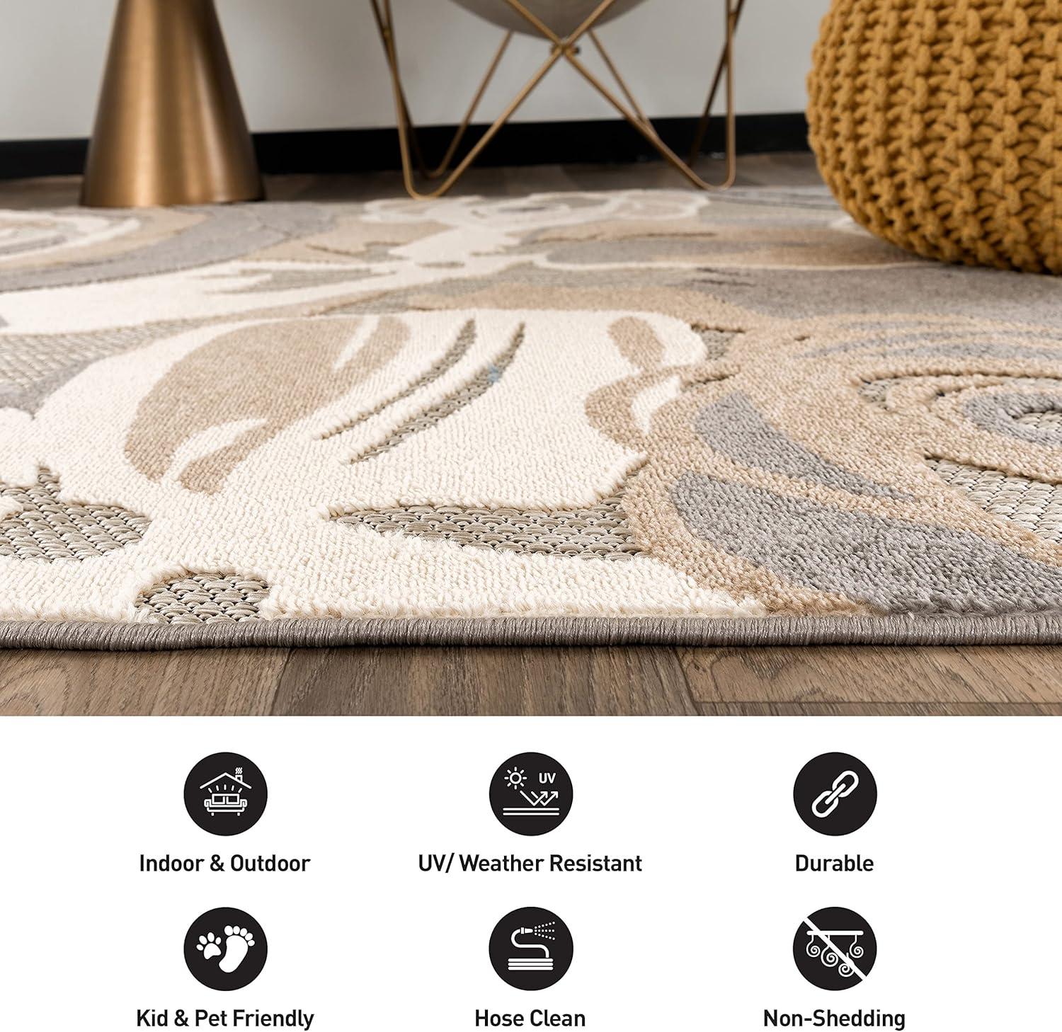 World Rug Gallery Modern Floral Indoor/Outdoor Area Rug