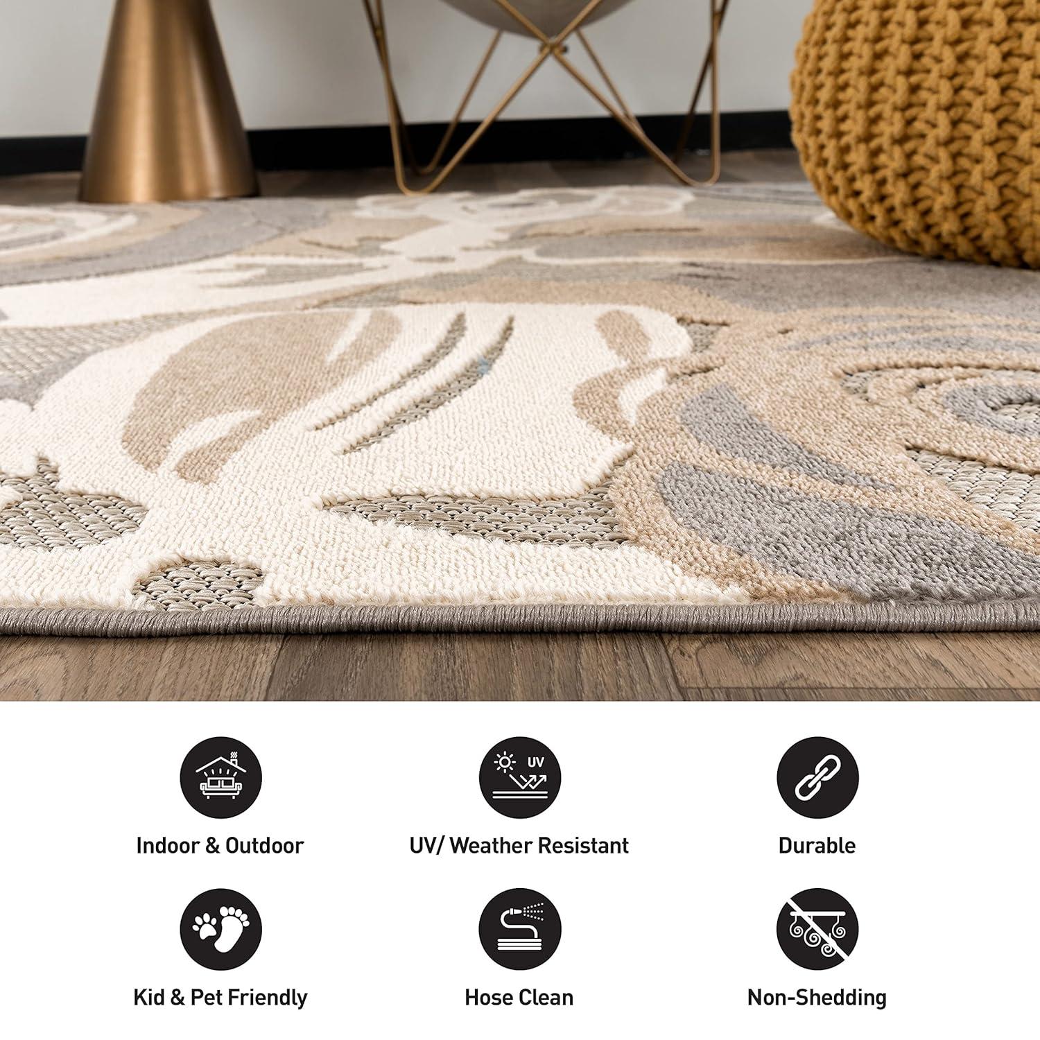World Rug Gallery Modern Floral Indoor/Outdoor Area Rug