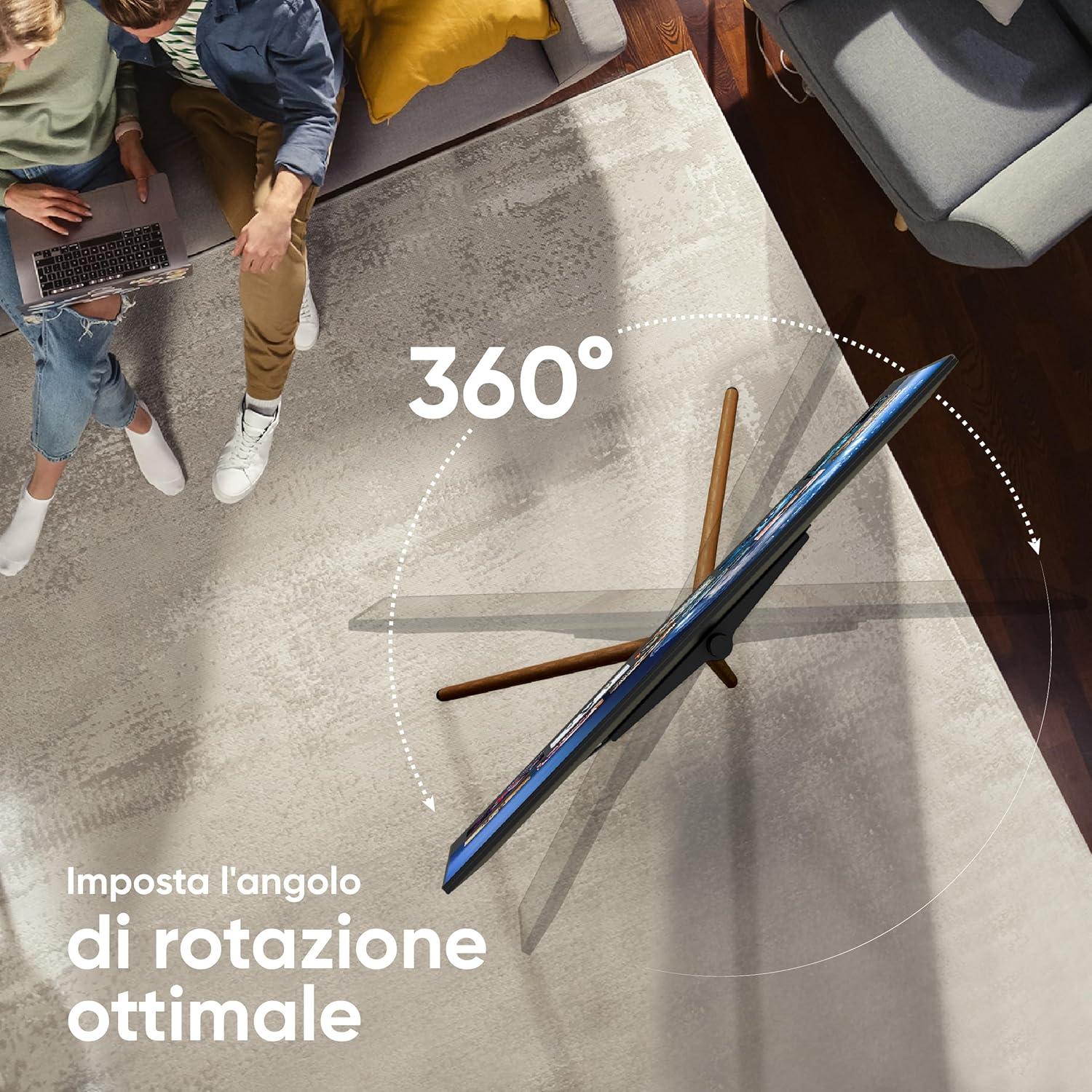 ONKRON Tripod TV Stand Wood for TVs up to 65" and 77 lbs, Swivel Floor Corner TV Stand Adjustable