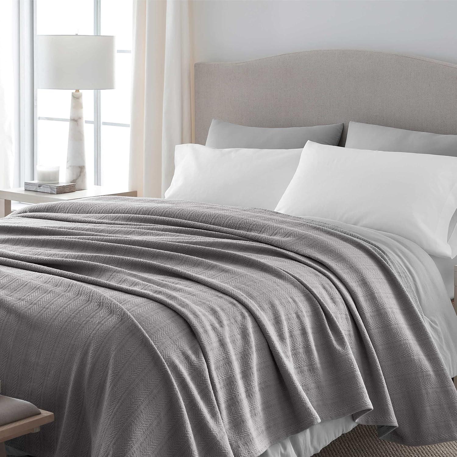 Vellux Vellux 100% Cotton Blanket - Soft, Breathable, Cozy & Lightweight Thermal Blanket  All-Season Blanket Perfect for Layering Bed, Couch & Sofa - Hotel Quality