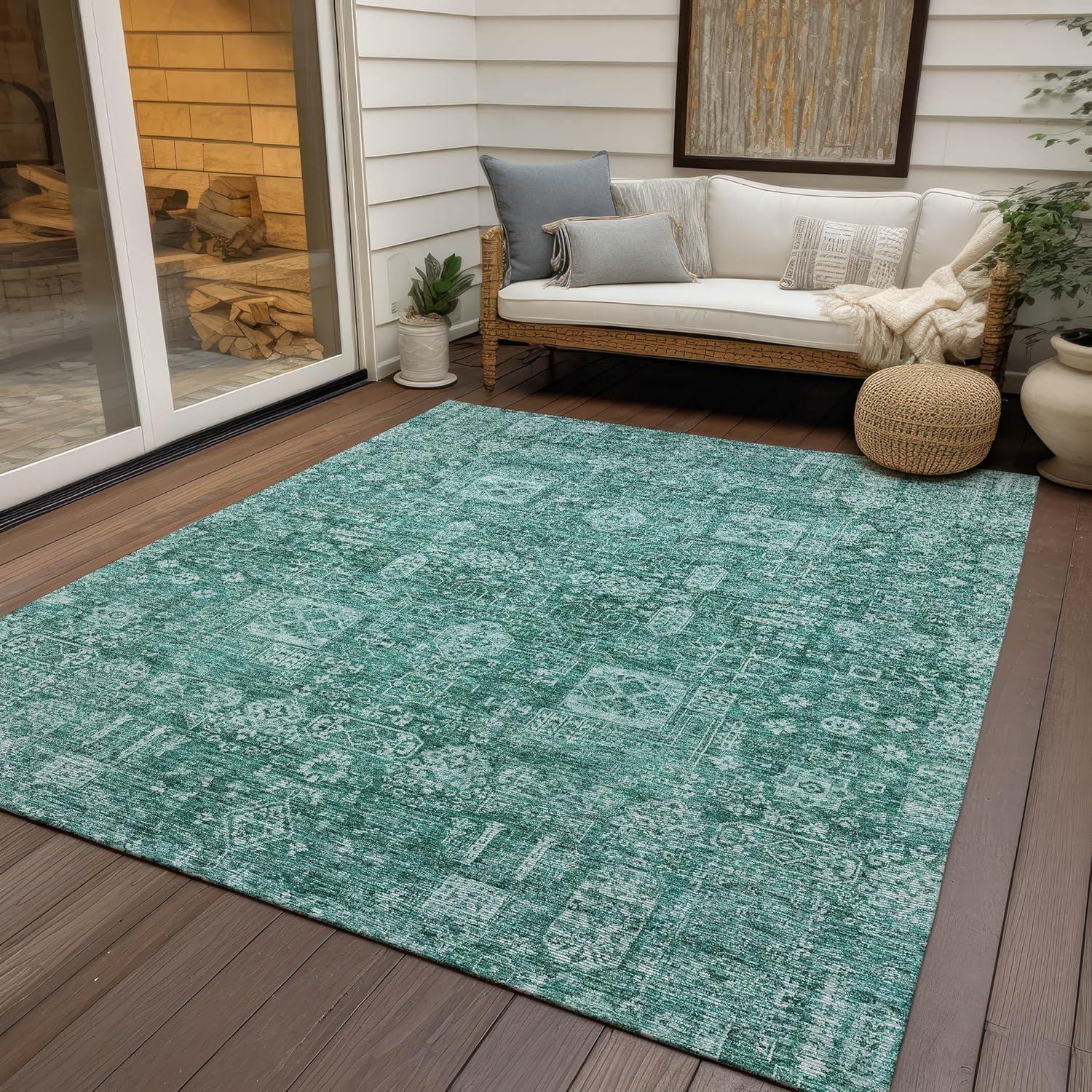 Addison Rugs Chantille Indoor/Outdoor Transitional Panel Teal Washable Rectangle Rug, 2'6" x 3'10"