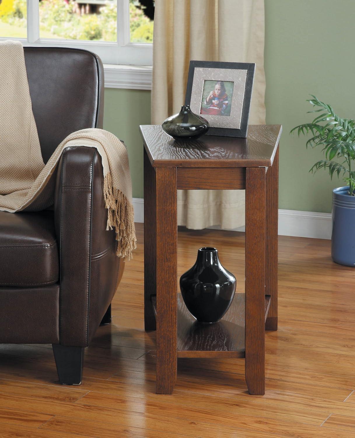 Elwell Wedge Espresso 24" Chairside Table in Transitional Brown Wood