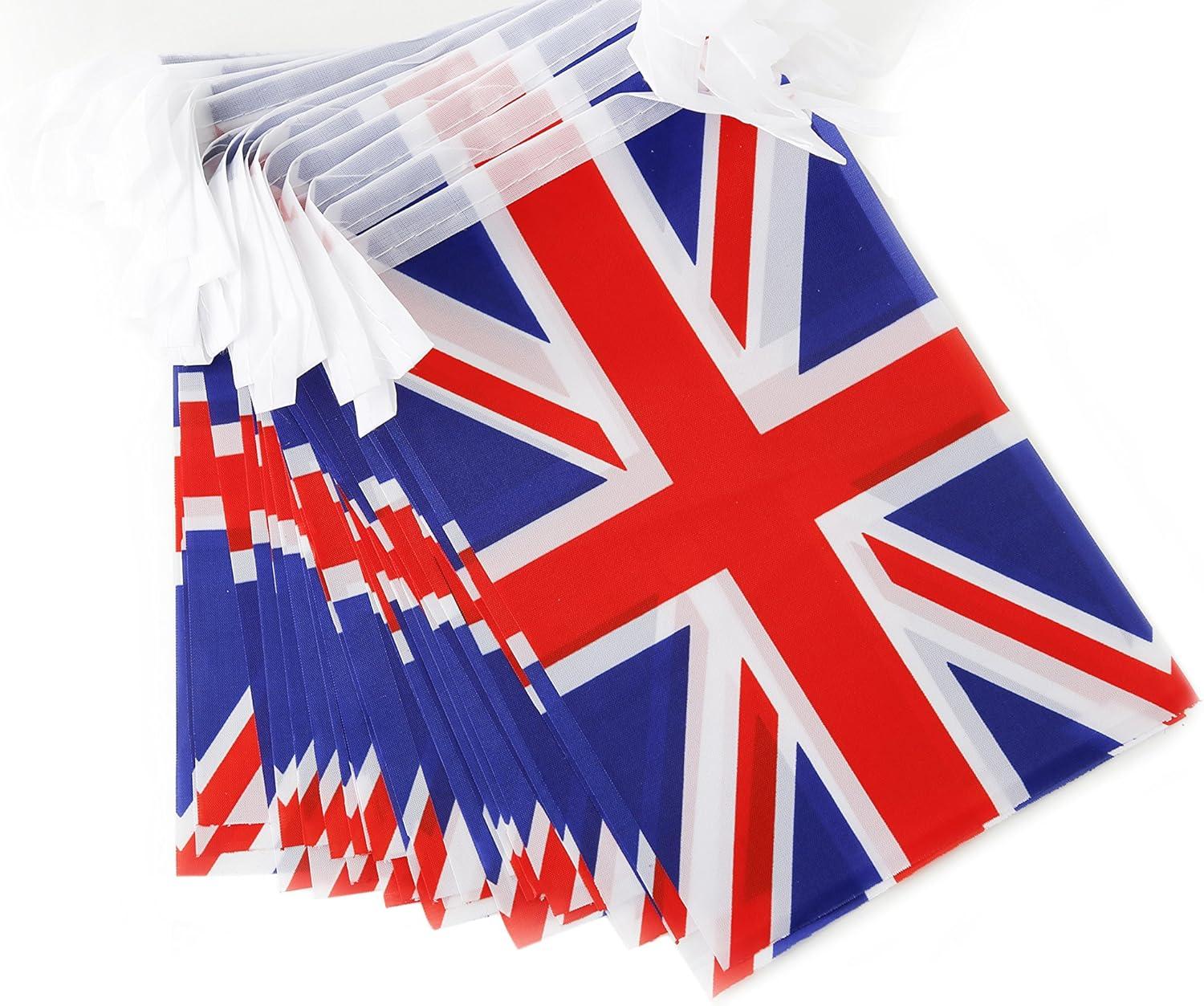 UK British Flag,100Feet/76Pcs United Kingdom Union Jack National Country World Pennant Flags Banner,Party Decoration Supplies for,Bar,Indoor and Outdoor Flags,Intarnational Festival