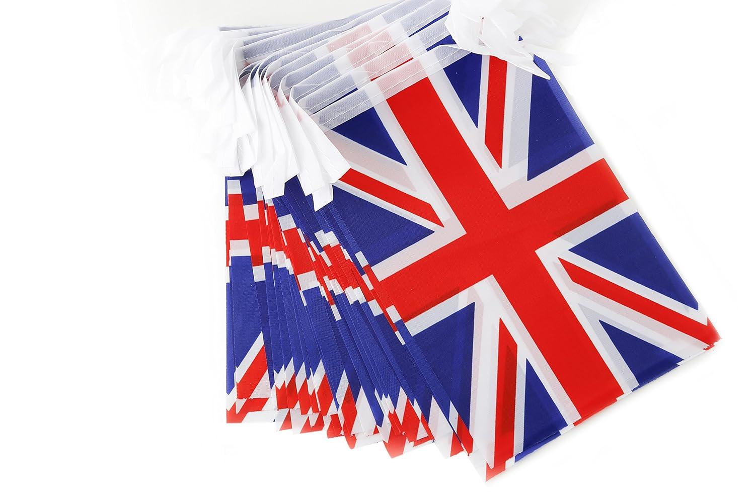 UK British Flag,100Feet/76Pcs United Kingdom Union Jack National Country World Pennant Flags Banner,Party Decoration Supplies for,Bar,Indoor and Outdoor Flags,Intarnational Festival