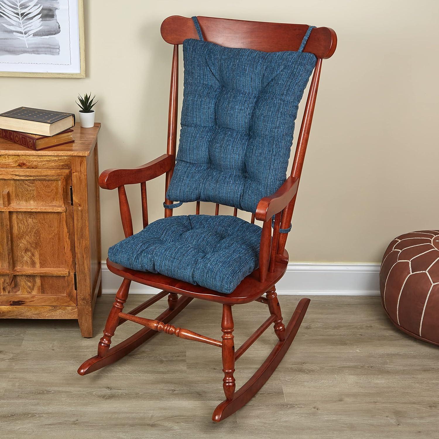 Sapphire Blue Cotton-Polyester Rocking Chair Cushion Set