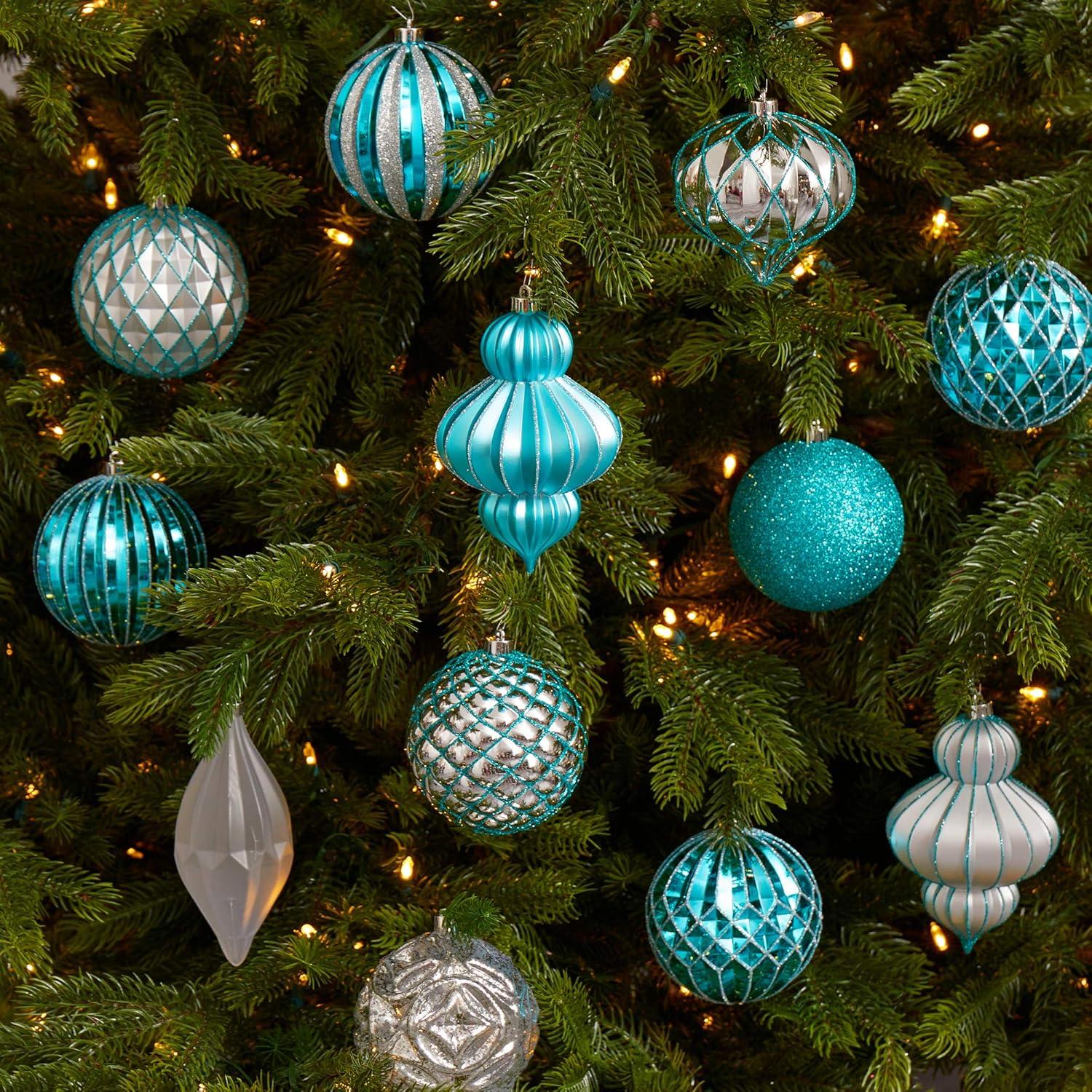 Nearly Natural Holiday Lux Shatterproof, 12 Count Christmas Tree Ornament Set