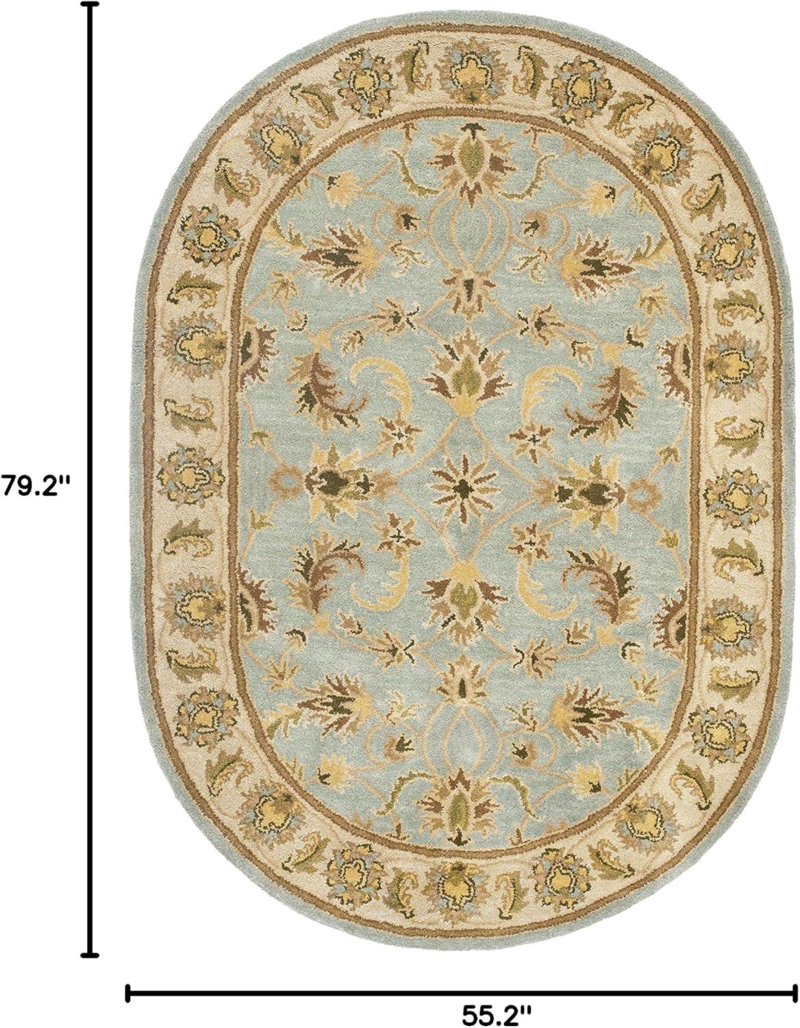 Heritage HG913 Hand Tufted Area Rug - Light Blue/Beige - 4'6"x6'6" Oval - Safavieh.