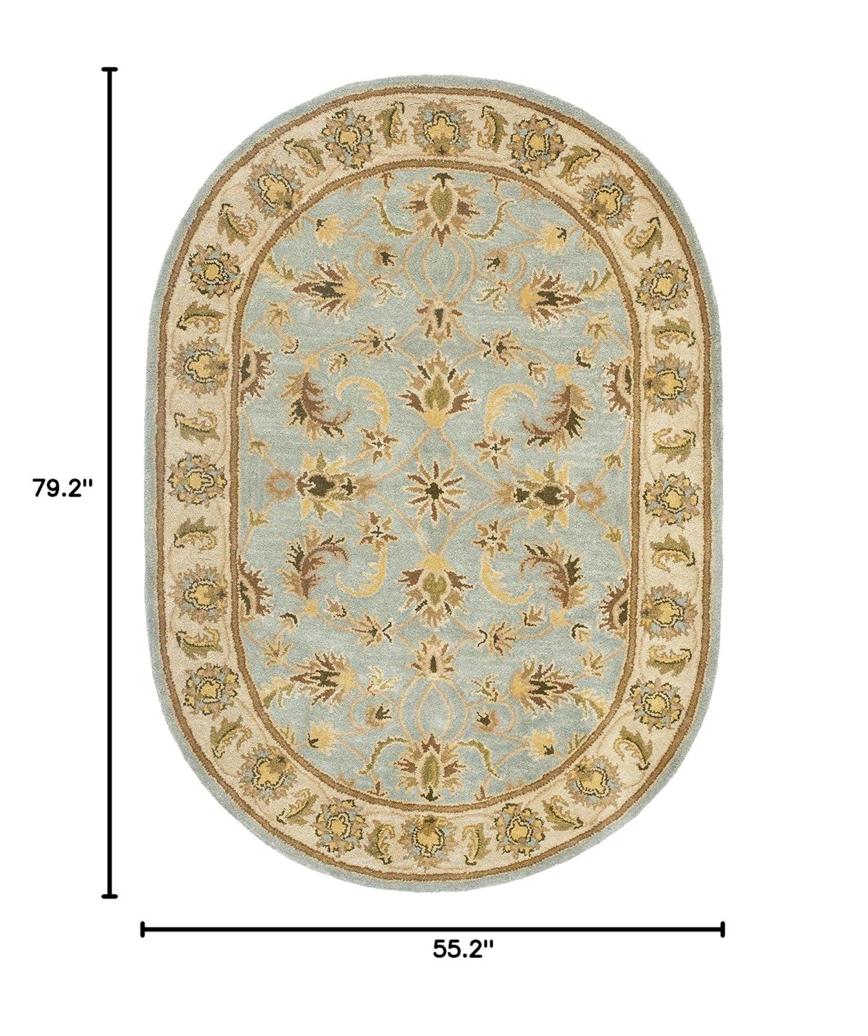 Heritage HG913 Hand Tufted Area Rug - Light Blue/Beige - 4'6"x6'6" Oval - Safavieh.