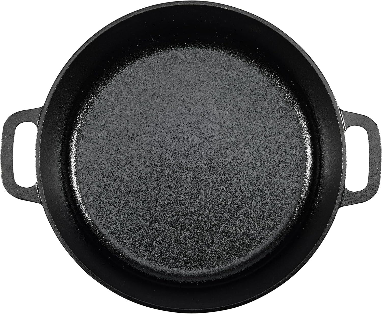 Black 7-Quart Cast Iron Round Dutch Oven with Lid