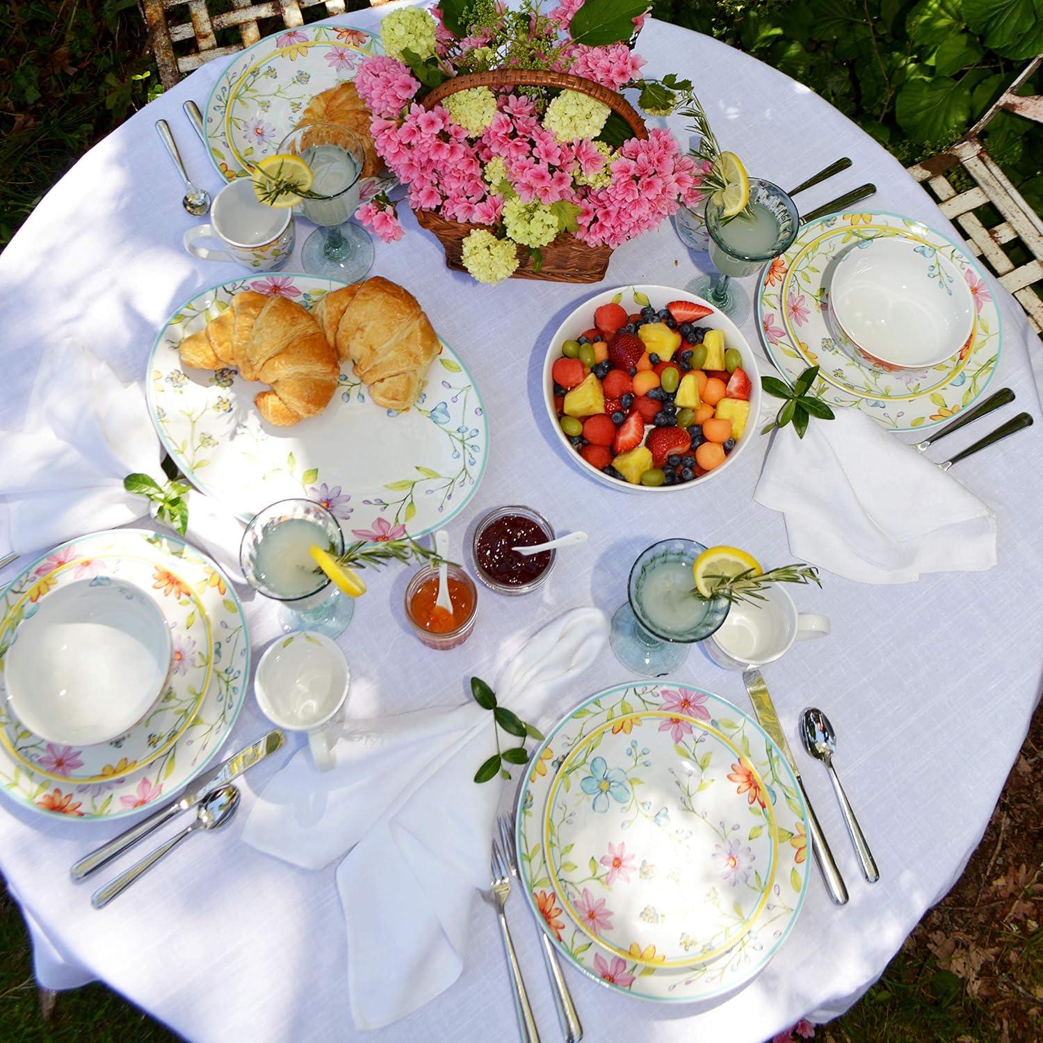 Charlotte 15" Multicolor Floral Ceramic Oval Serving Platter