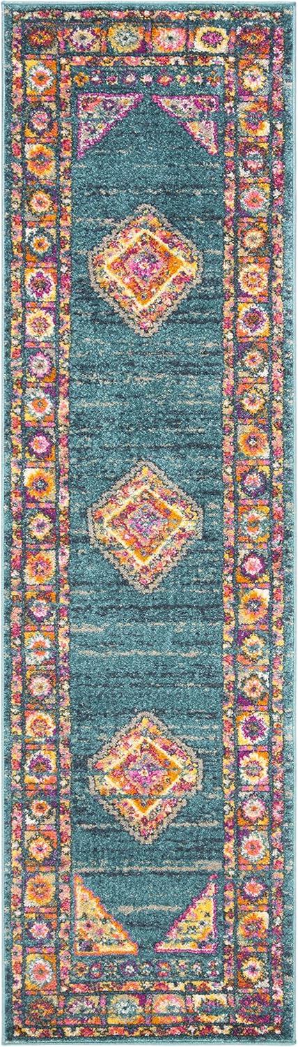 Madison MAD133 Power Loomed Runner Rug - Light Blue/Orange - 2'3"x6' - Safavieh.