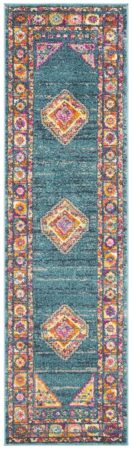 Madison MAD133 Power Loomed Indoor Runner Rug - Light Blue/Orange - 2'3"x6' - Safavieh