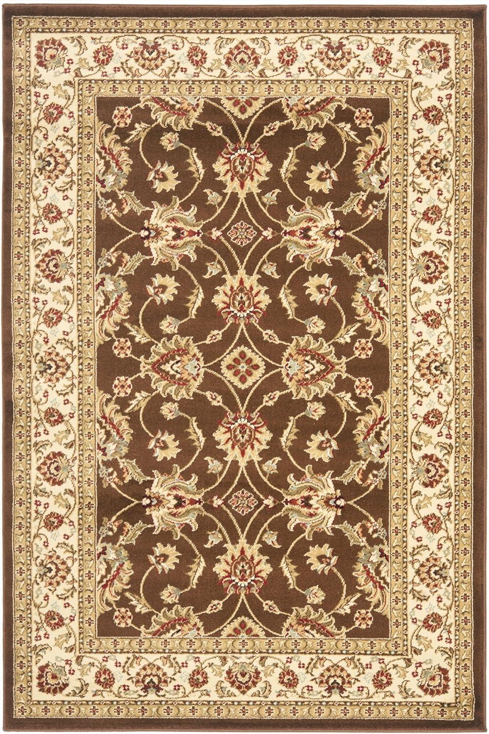 Brown and Ivory 4' x 6' Hand-Knotted Synthetic Area Rug