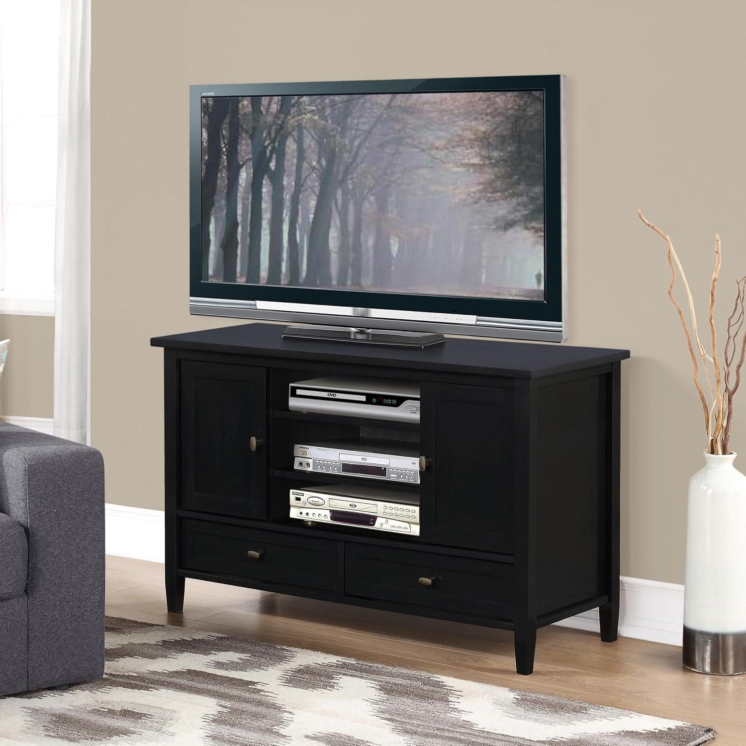 Simpli Home Warm Shaker 47"W Solid Wood TV Stand for TVs up to 55" with 2 Storage Cabinets and 2 Drawers