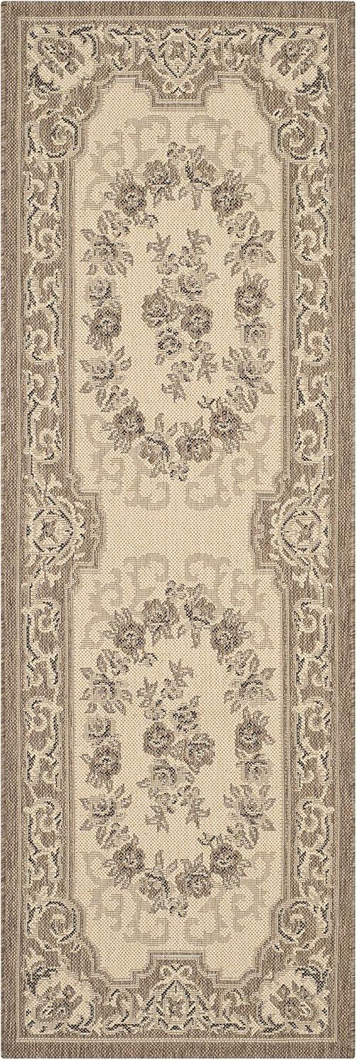 Courtyard CY7208 Power Loomed Indoor/Outdoor Runner Rug - Creme/Brown - 2'3"x10' - Safavieh.
