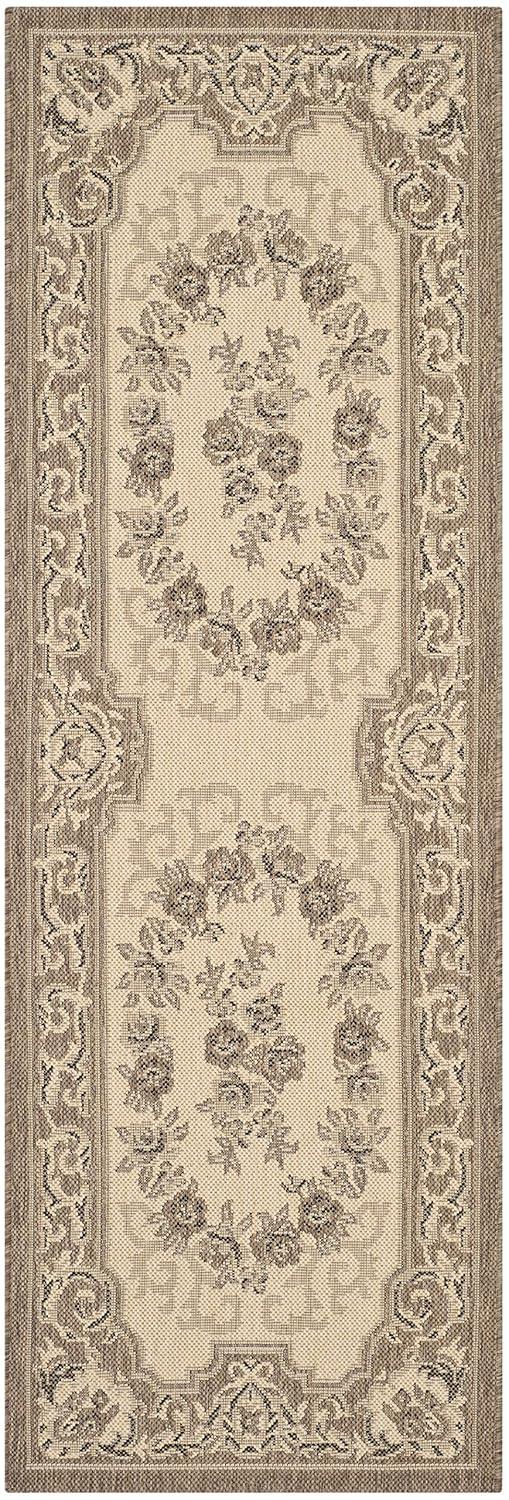 Courtyard CY7208 Power Loomed Indoor/Outdoor Runner Rug - Creme/Brown - 2'3"x10' - Safavieh.
