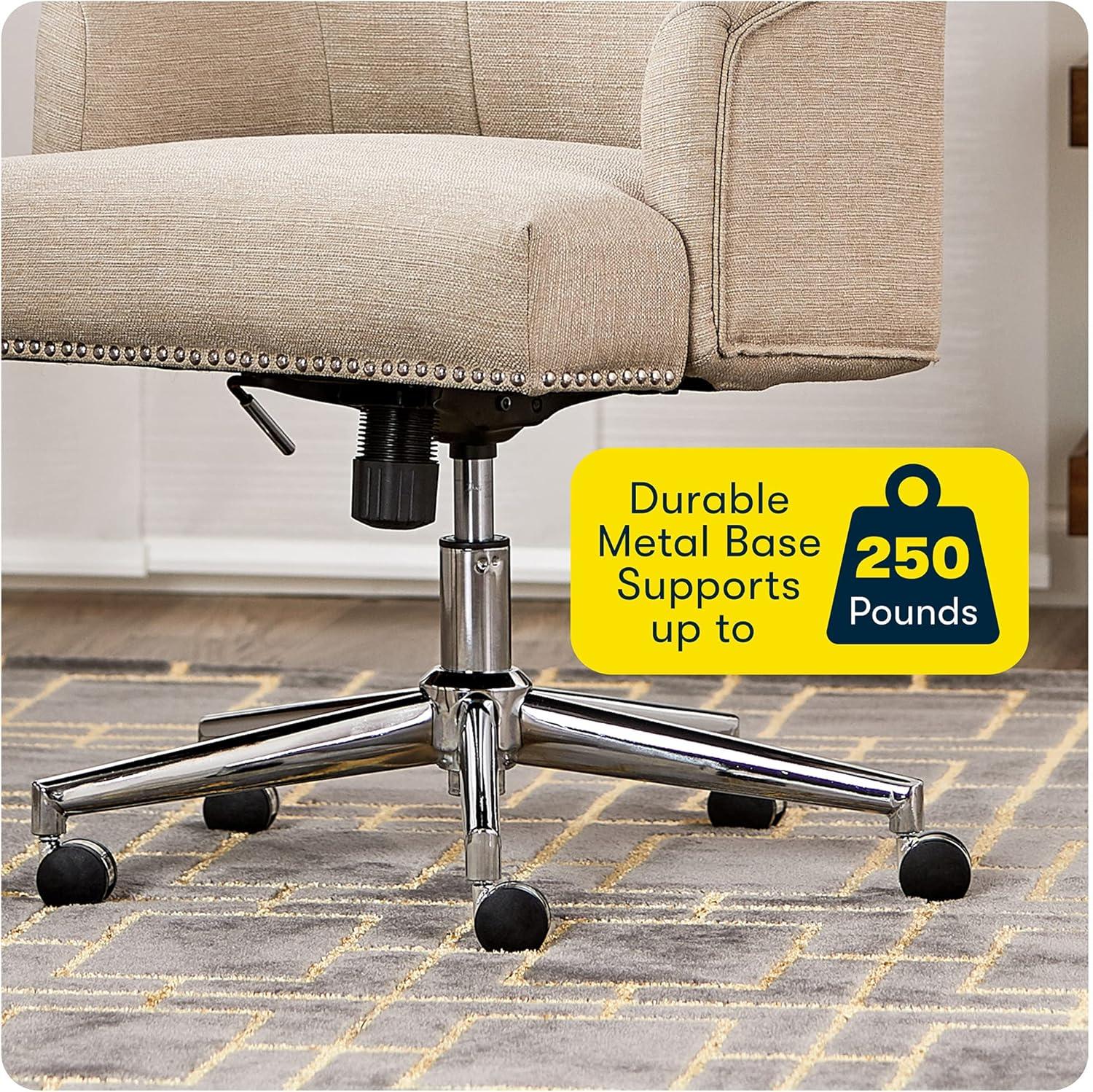 Serta Serta Leighton Mid-Back Office Chair with Chrome Nailheads, Memory Foam Cushion, Padded Armrests