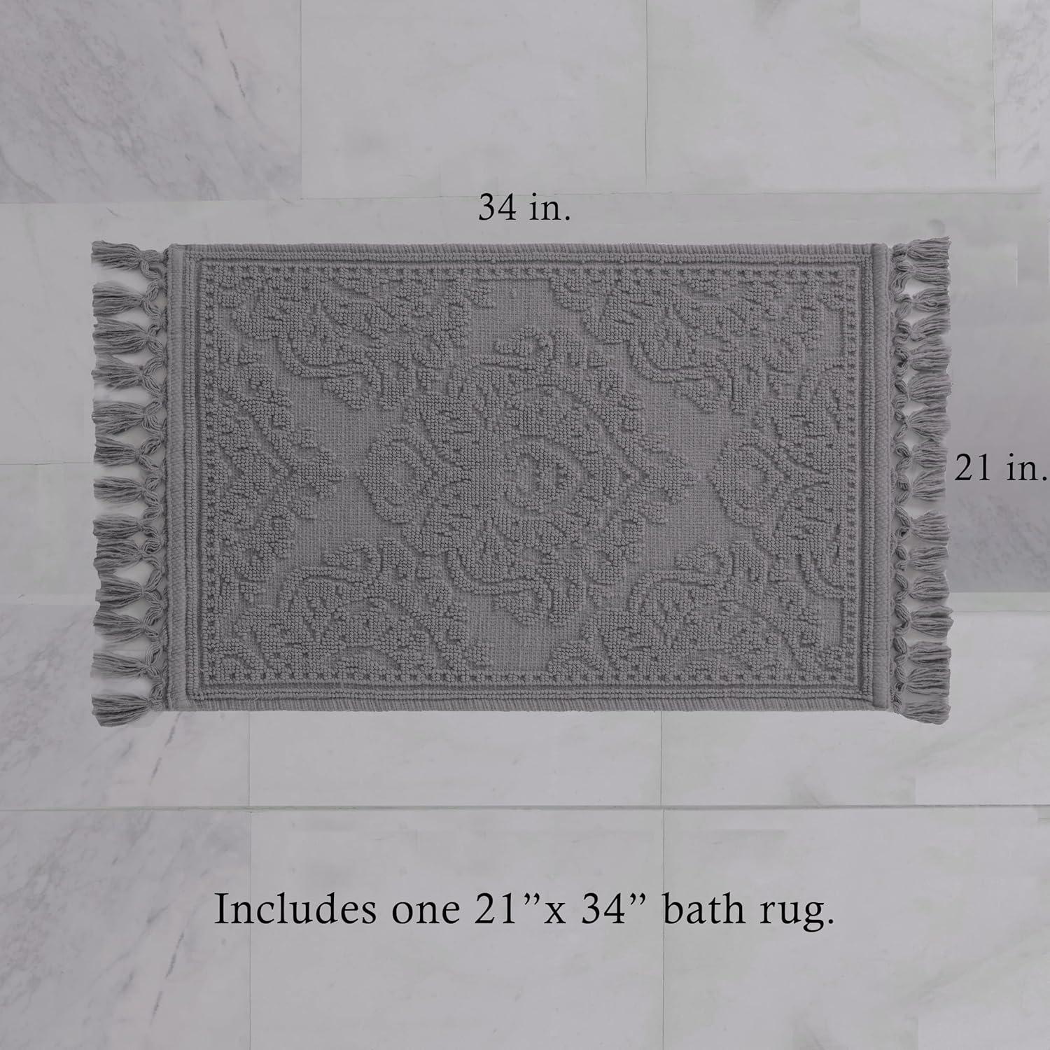 Ricardo Dark Gray Cotton Fringe Bath Rug 21 x 41 in