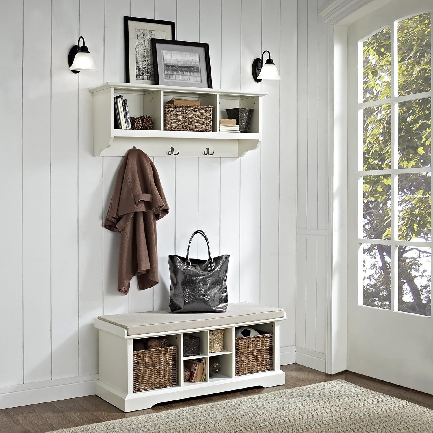 2pc Brennan Entryway Bench and Shelf Set White - Crosley