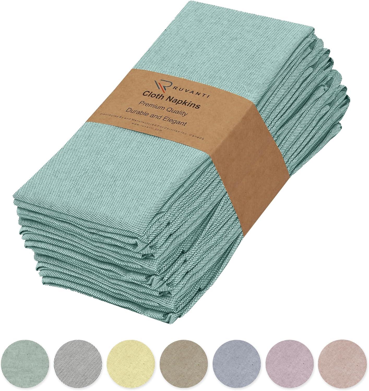 Poly Cotton Square Cloth Napkins Chambray Fabric