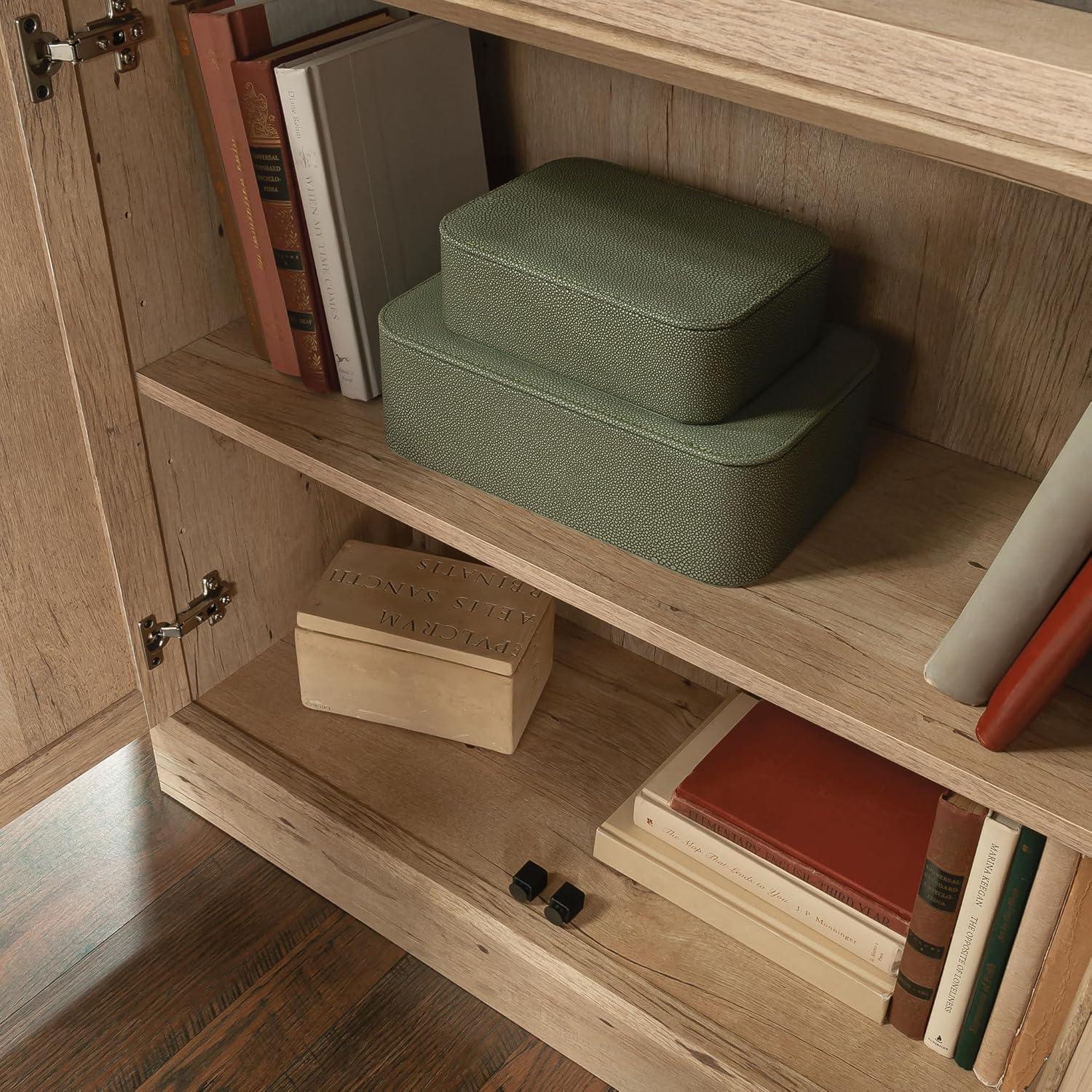 Sauder 70.866" Aspen Post Library Bookcase Prime Oak: Laminated Adjustable Shelves, MDF Frame, Metal Hardware