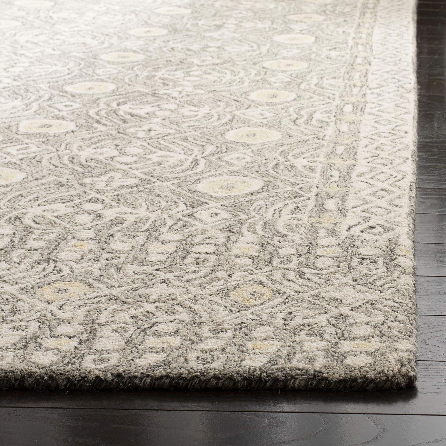 Micro-Loop MLP801 Hand Tufted Indoor Area Rug - Charcoal/Ivory - 5'x5' - Safavieh