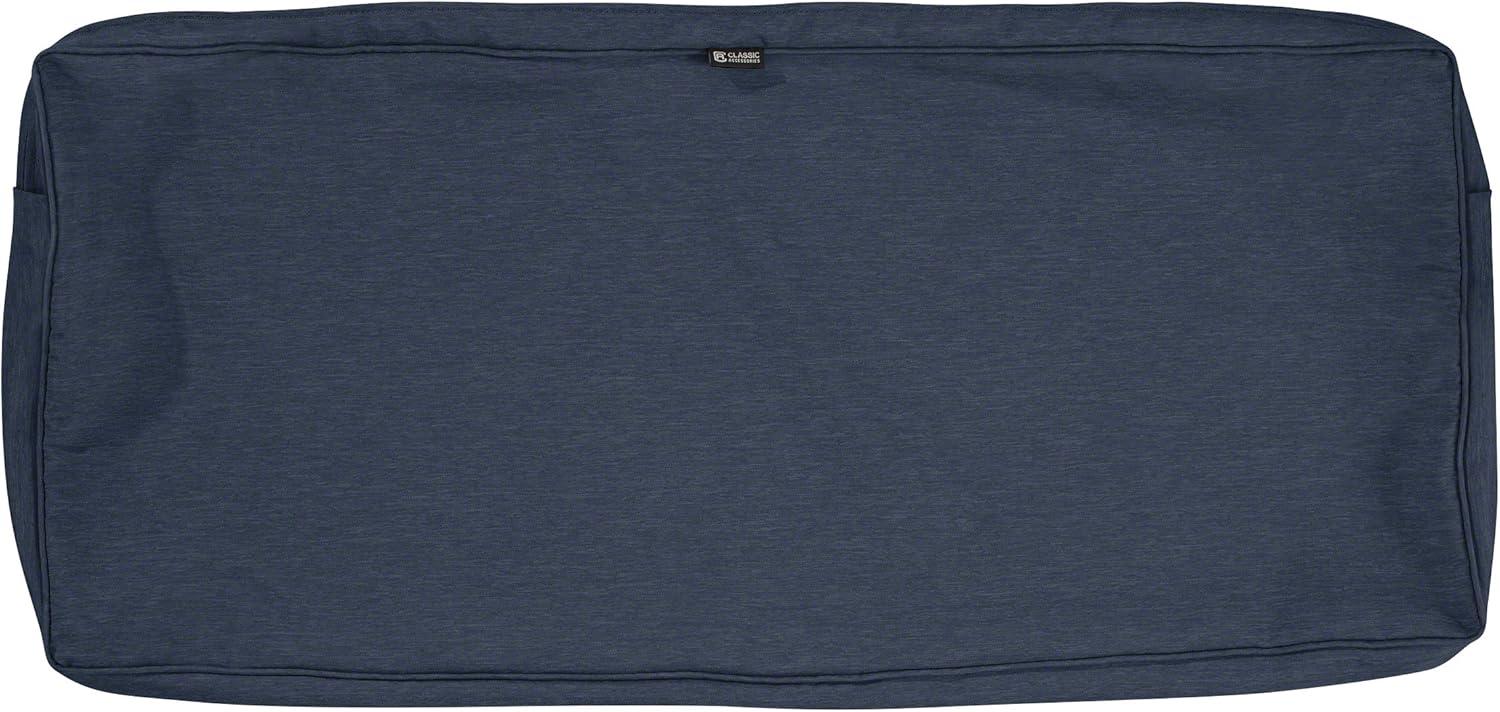 Classic Accessories Montlake FadeSafe Patio Bench/Settee Cushion Slip Cover - 3" Thick - Heavy Duty Outdoor Patio Cushion with Water Resistant Backing, Heather Indigo Blue, 54"W x 18"D x 3"T