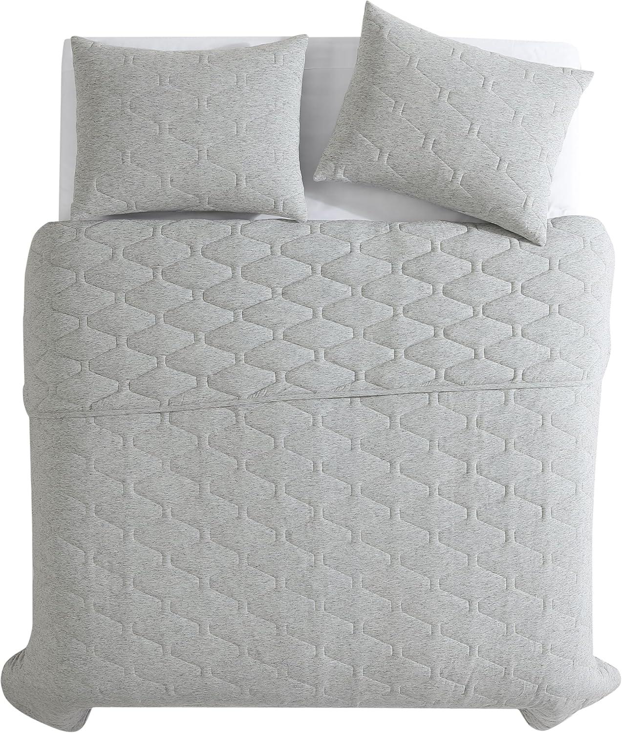 Jersey Gray Cotton Blend 3 Piece Quilt Set