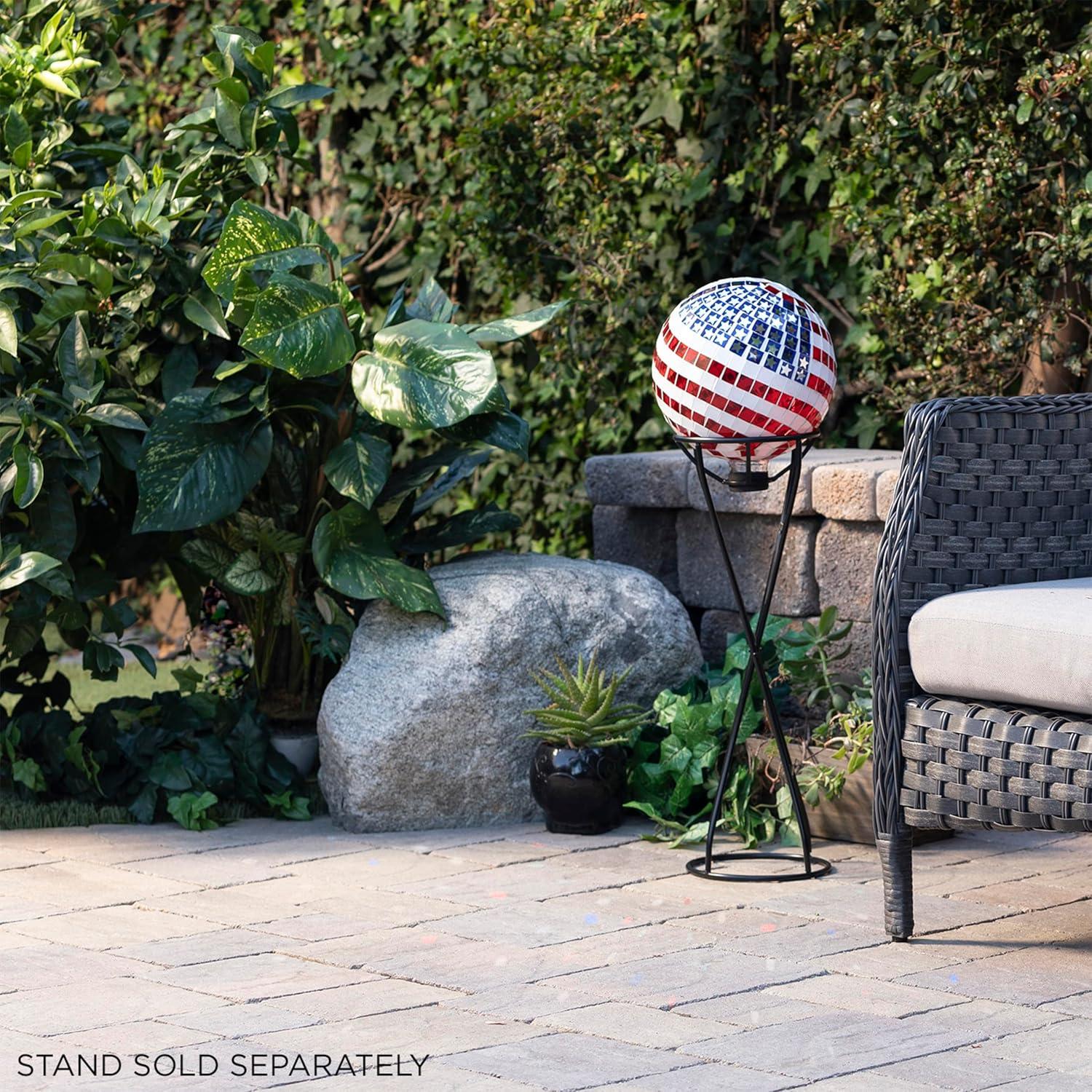 Patriotic Mosaic Glass American Flag Gazing Globe