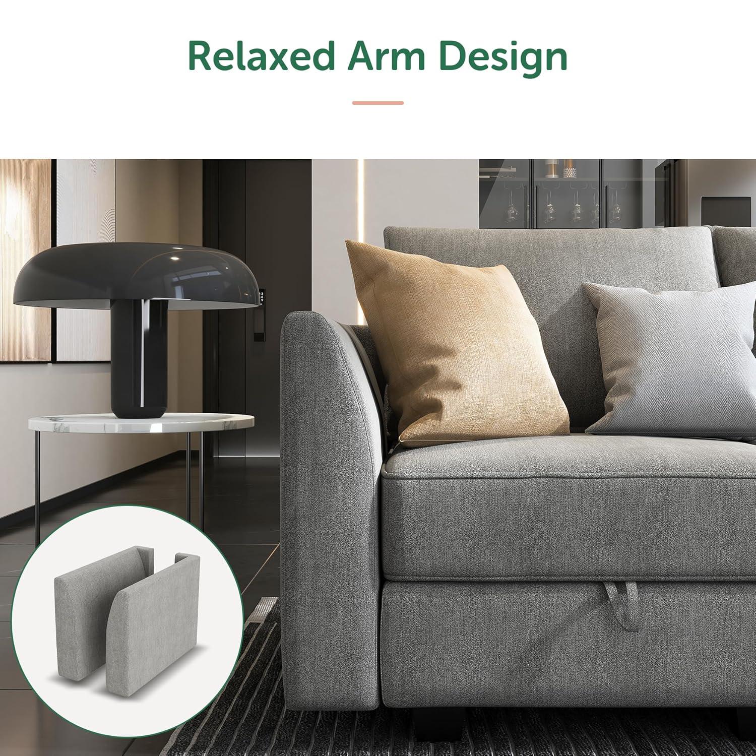 HONBAY Convertible Sectional Couch with Reversible Chaise Modern L-Shape Sofa 4-Seat Couch Modular Sectional Sofa with Storage Seats, Grey