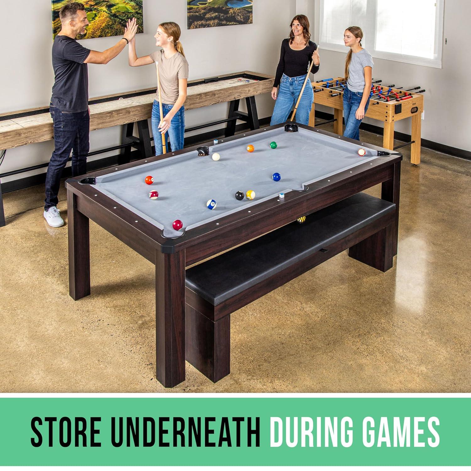 Gosports 7 Ft 3-in-1 Multi Game Pool Table Set with Dining Top, and Table Tennis Game