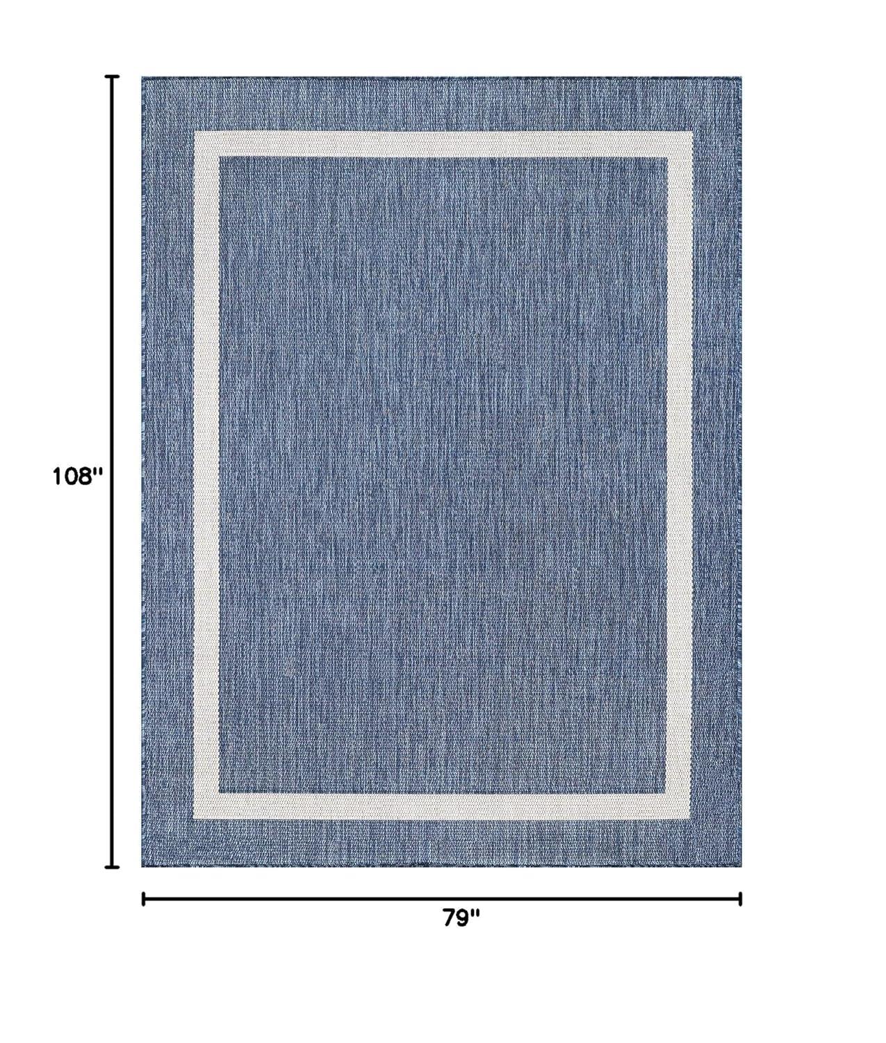 Unique Loom 6' 1 x 9' 0 Rectangle Indoor/Outdoor Border Blue Area Rug