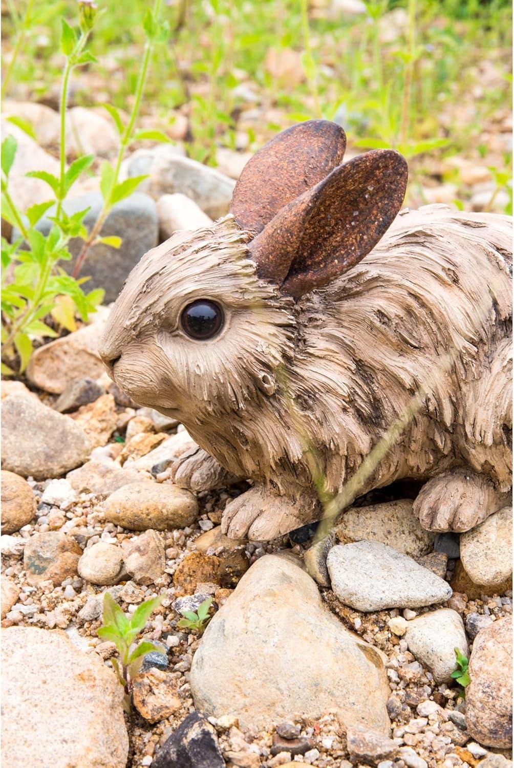 Hi-Line Gift 24” Driftwood Rabbit Garden Statue, Lightweight Polyresin