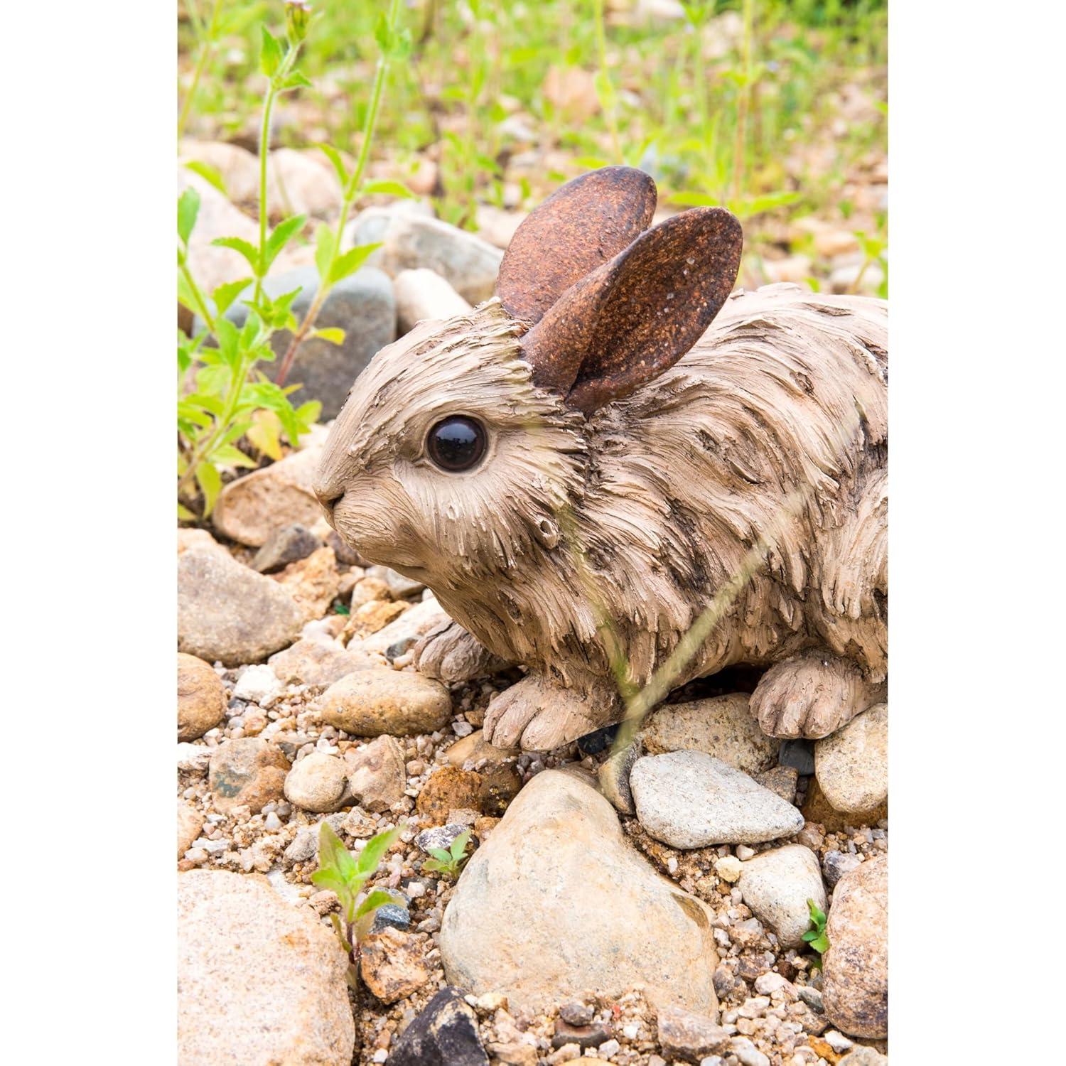 Hi-Line Gift 24” Driftwood Rabbit Garden Statue, Lightweight Polyresin