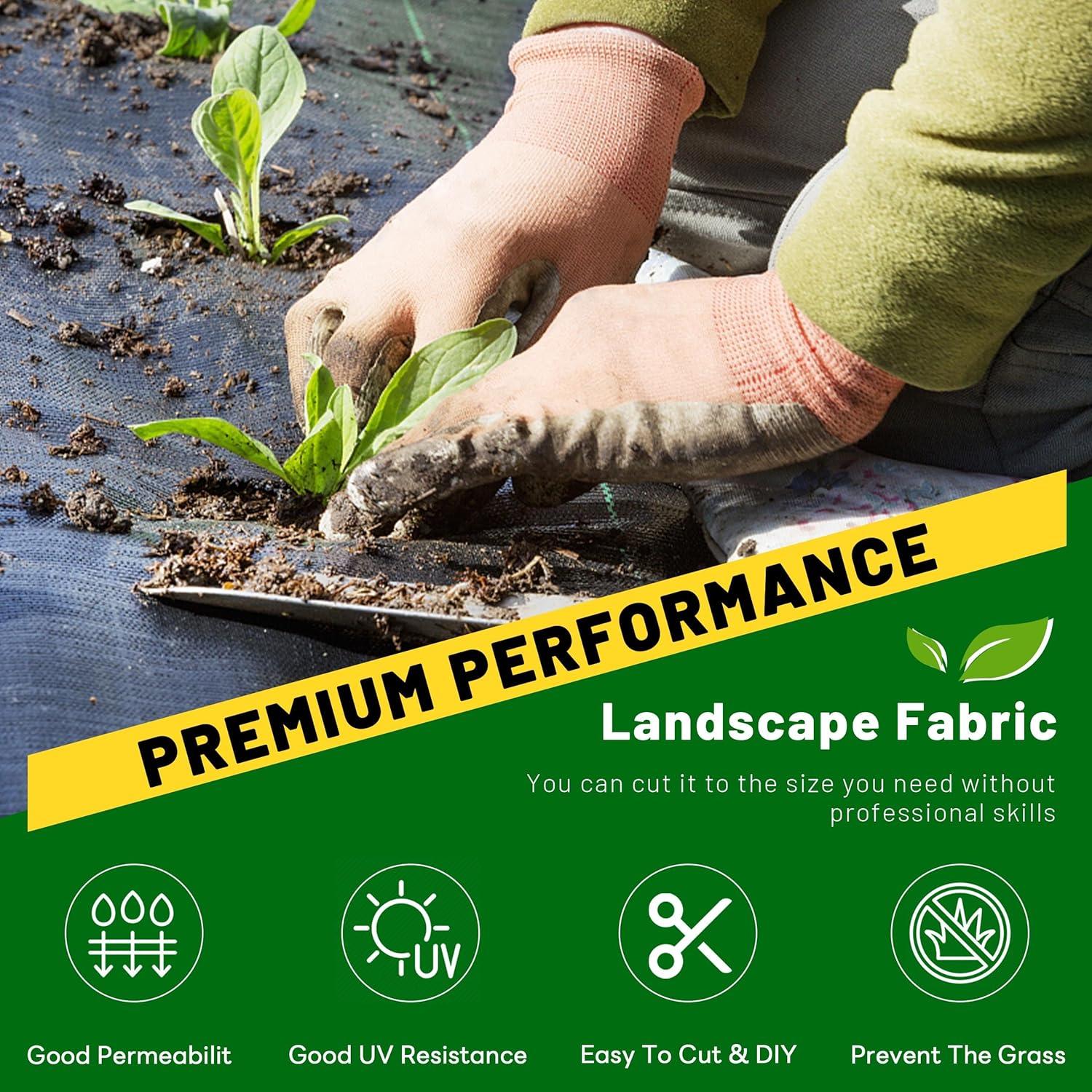 4FT x 50FT Weed Barrier Landscape Fabric Premium Heavy Duty with High Water Permeability and Breathability Woven Geotextile Fabric for Underlayment